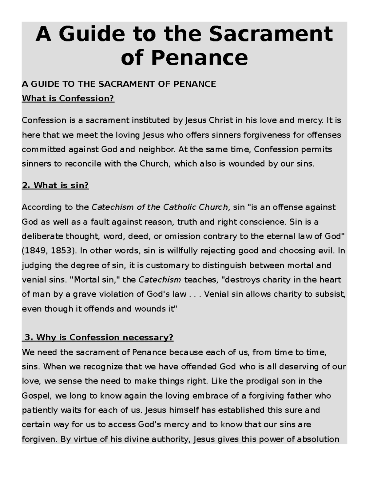 Secrament of Penance - A Guide to the Sacrament of Penance A GUIDE TO ...