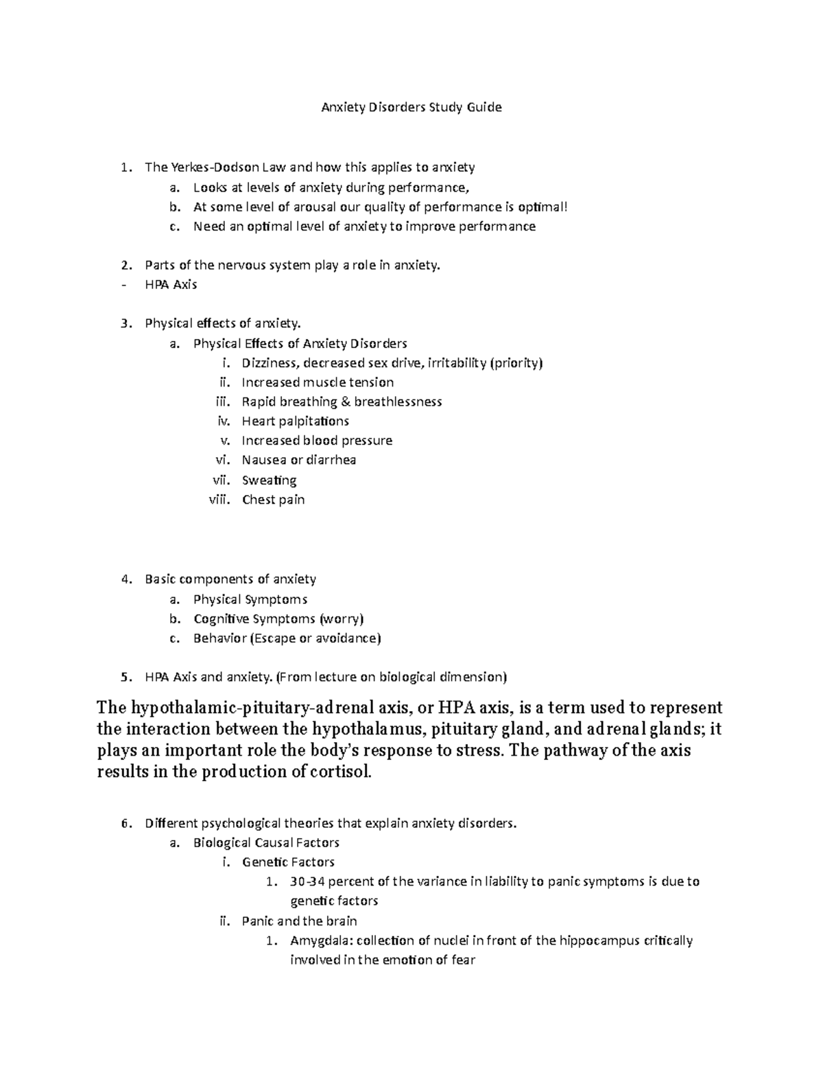 Anxiety Disorders Study Guide - Looks At Levels Of Anxiety During ...