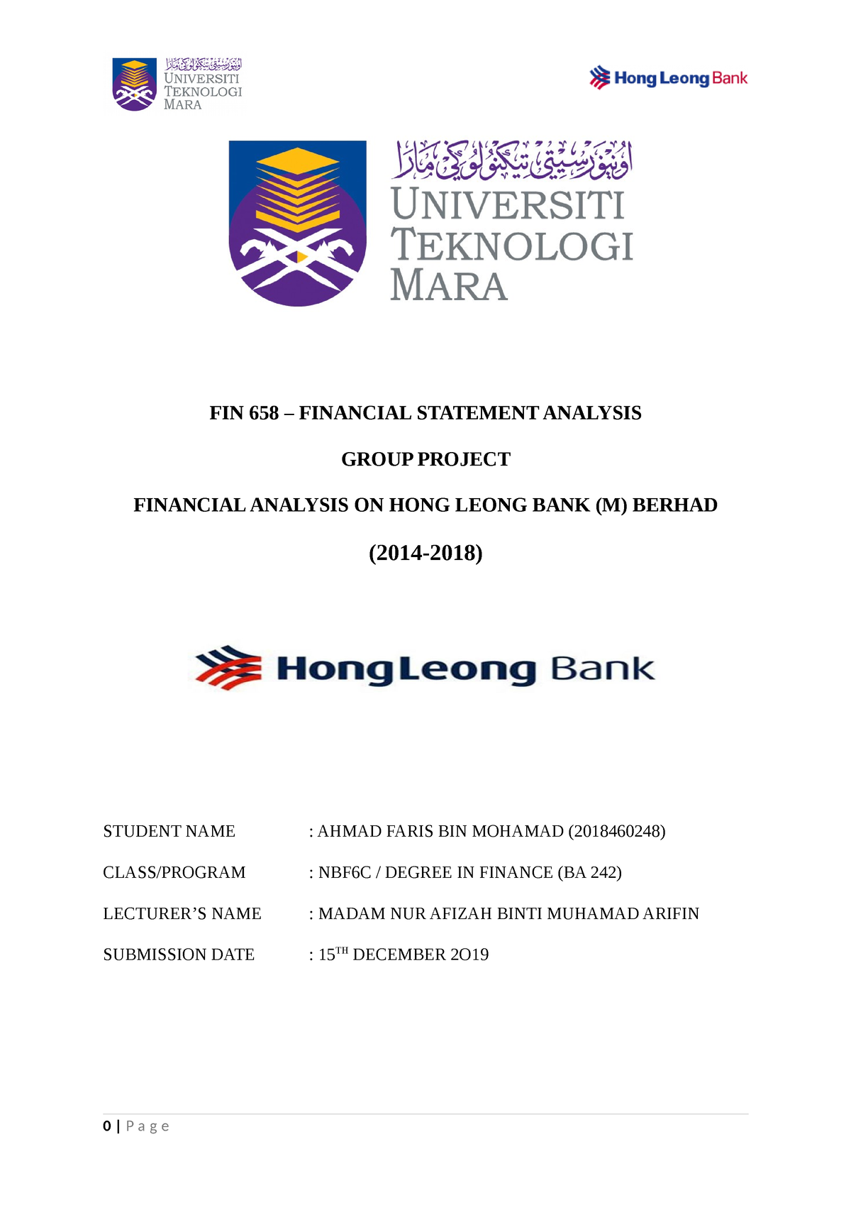 financial statement assignment