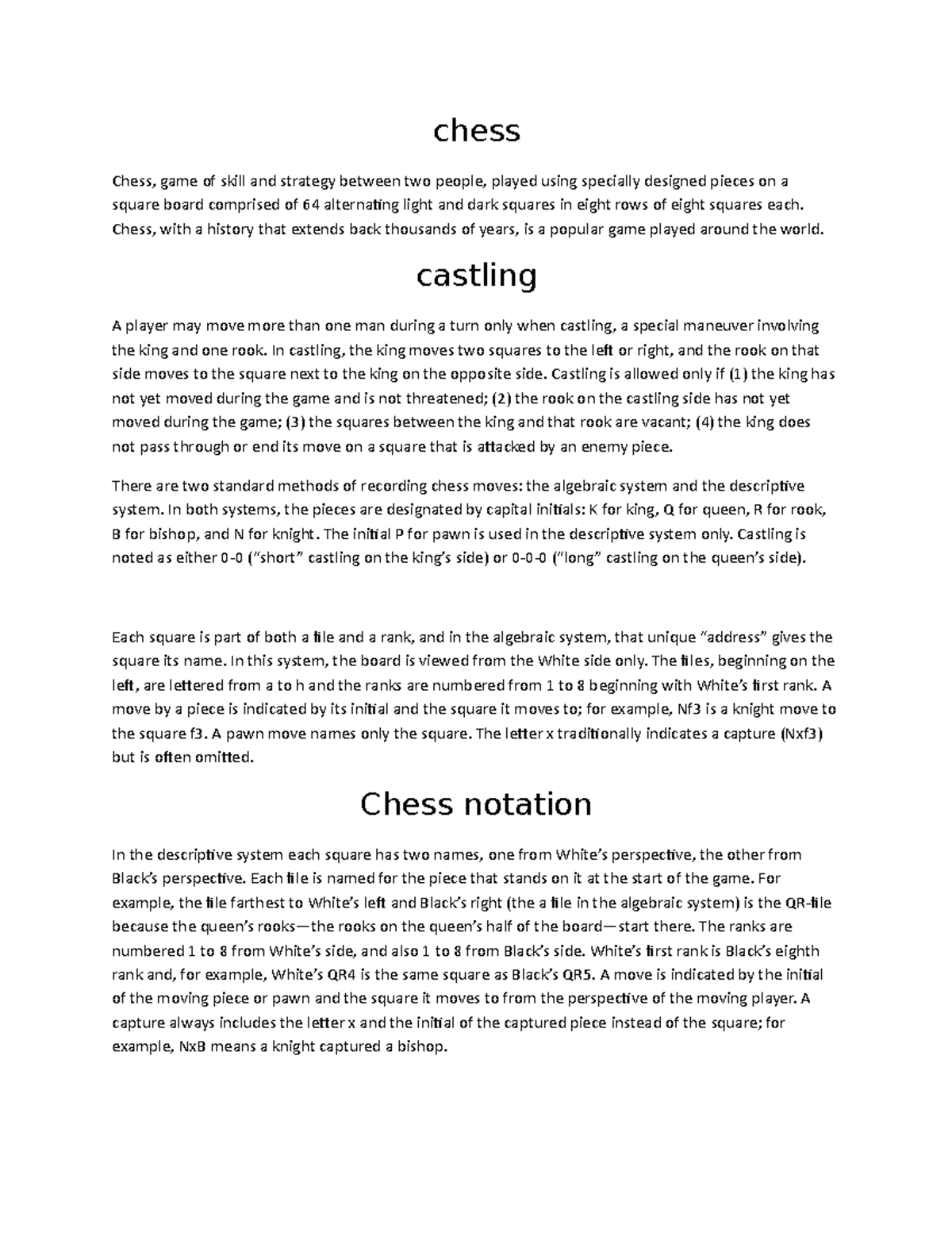 How to play chess none chess Chess, game of skill and strategy