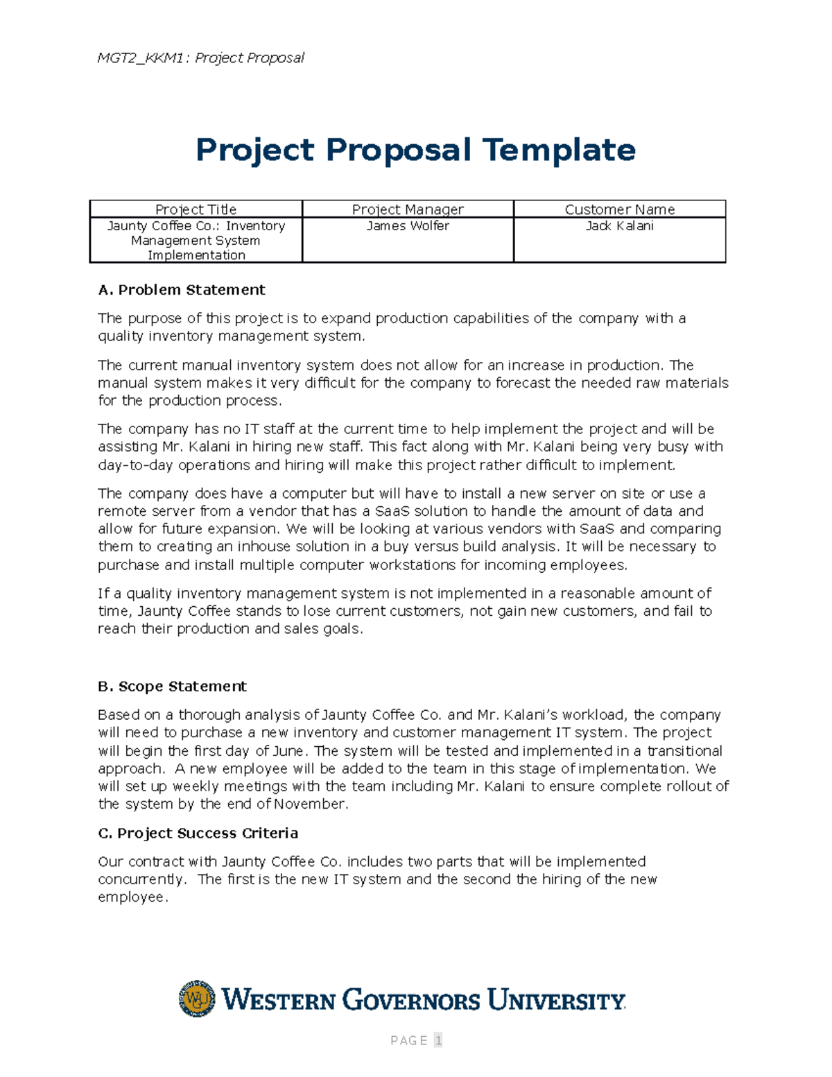 MGT2 IT Project Management Task 1 - MGT2_KKM1: Project Proposal Project ...