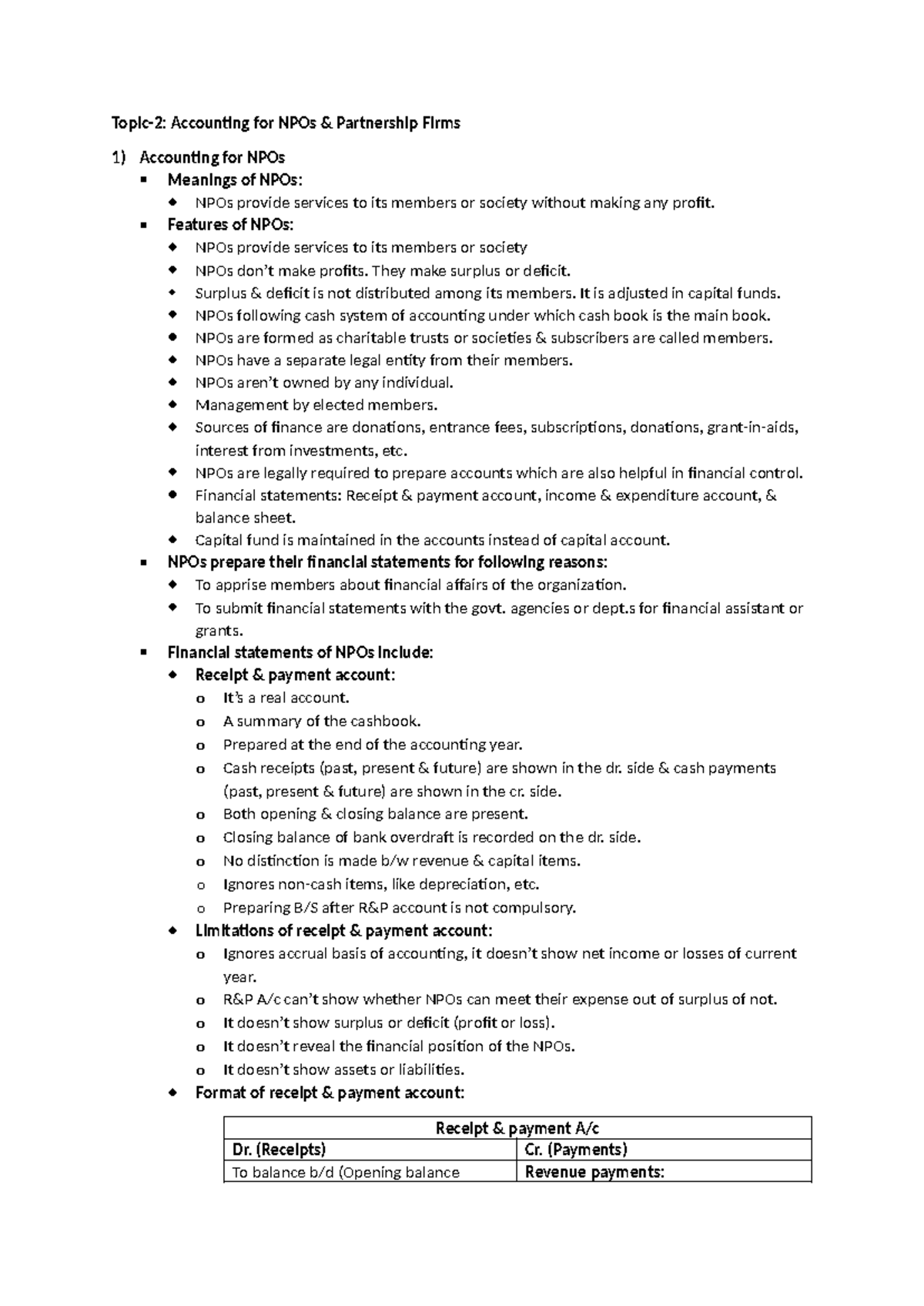 Financial Accounting-2 - Topic-2: Accounting for NPOs & Partnership ...