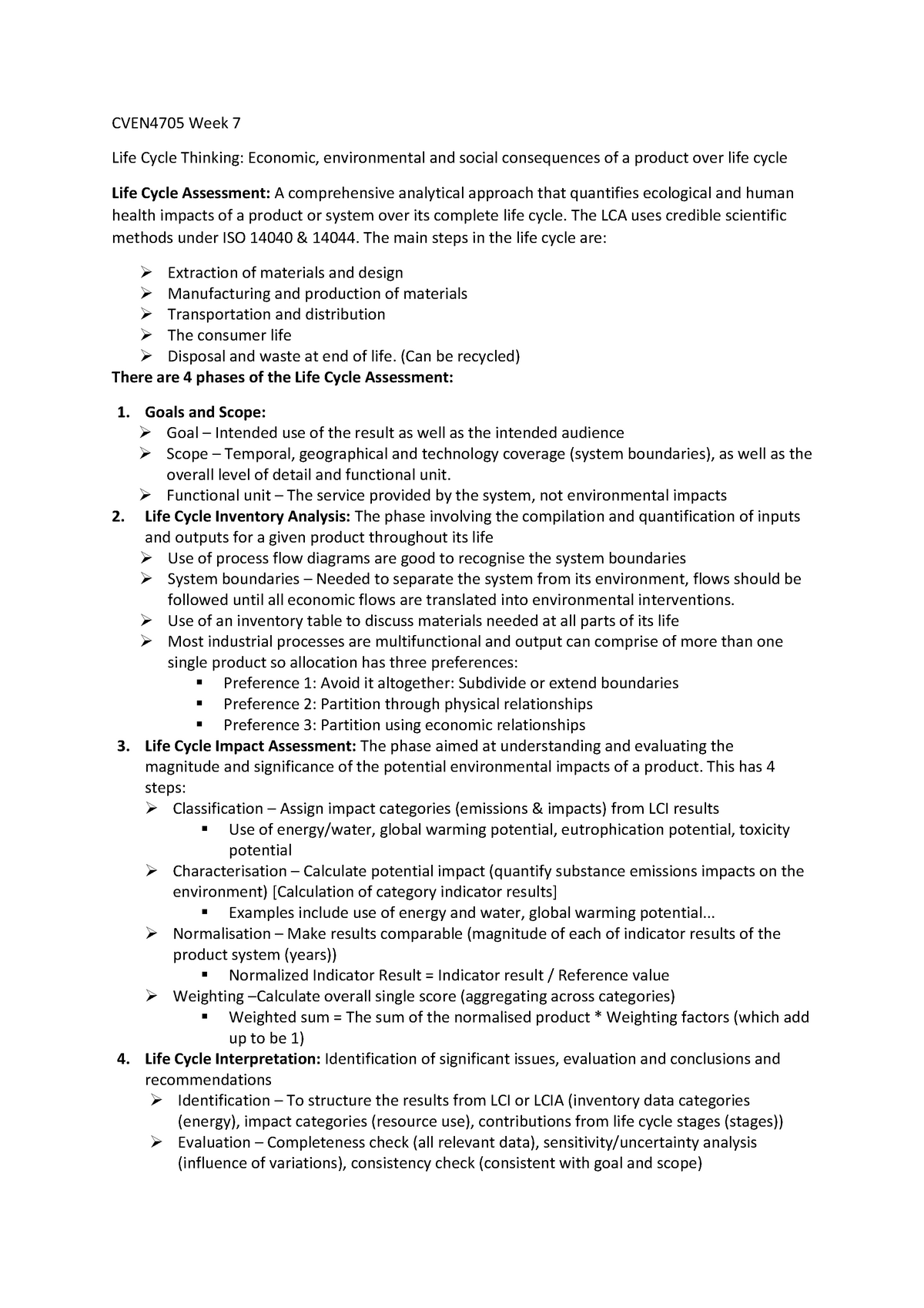 CVEN4705 Week 7 - Summary Sustainability in Construction - CVEN4705 ...