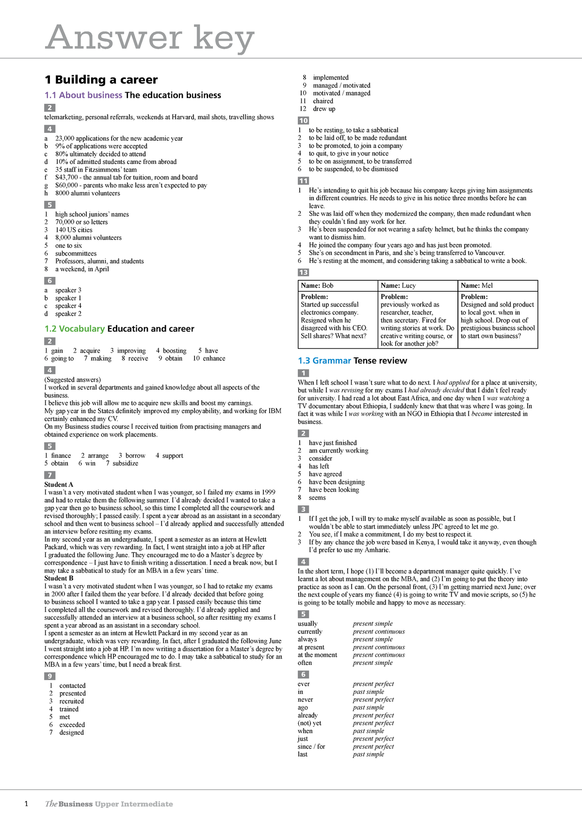 The Business UI Answer KEY Revised 2 - 1 Building A Career 1 About ...