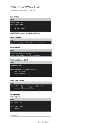 Lab Guide-Pattern- Updated - 48024 Programming 2 Patterns Lab tips and ...