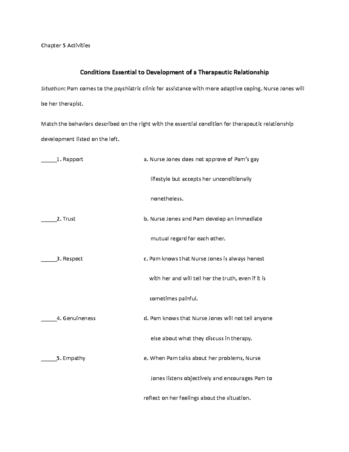 Chapter 5 Activities - Chapter 5 Activities Conditions Essential to ...