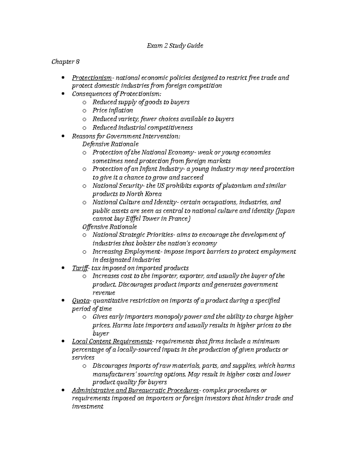 GEB3375 Exam 2 Study Guide - Exam 2 Study Guide Chapter 8 national ...