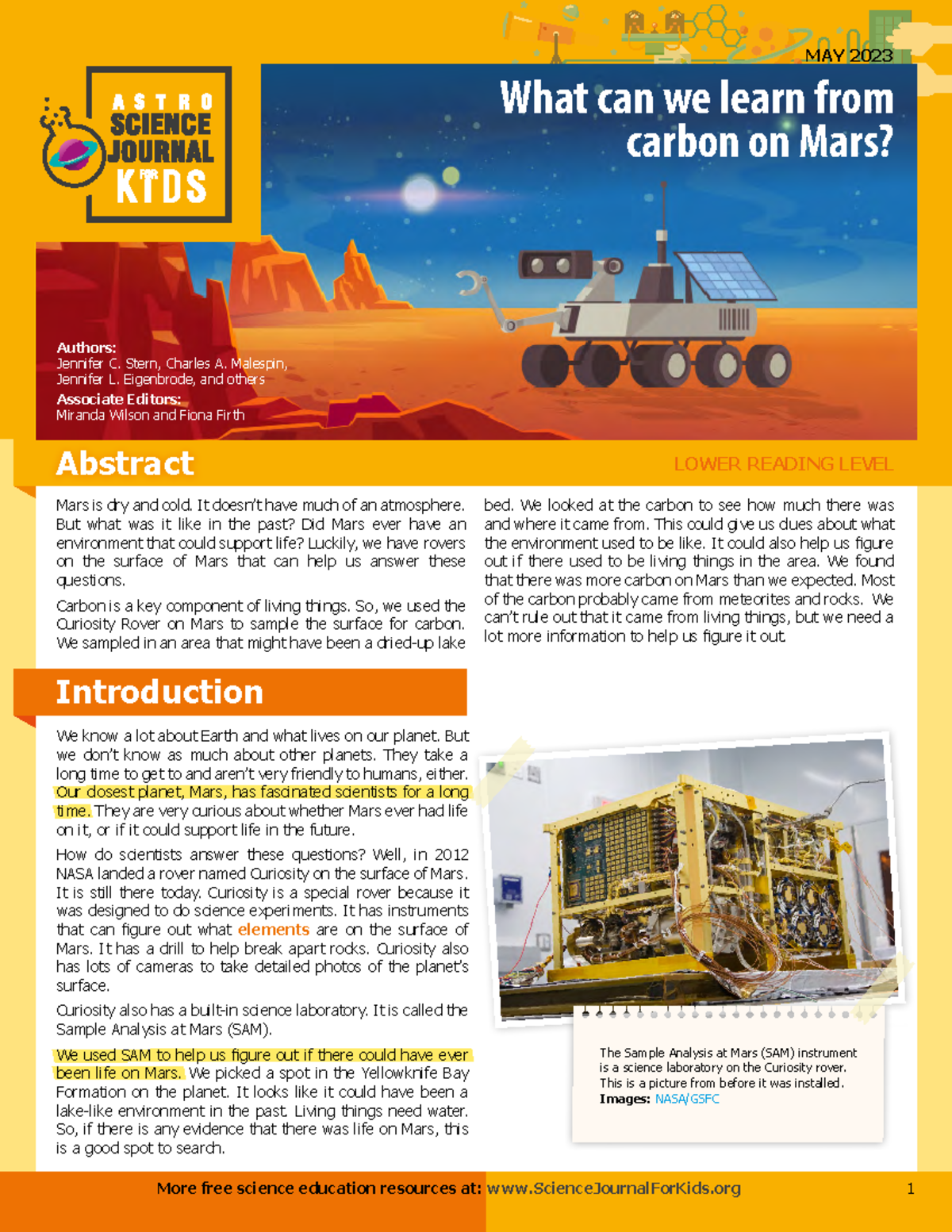 Mars carbon article - Abstract Introduction What can we learn from ...
