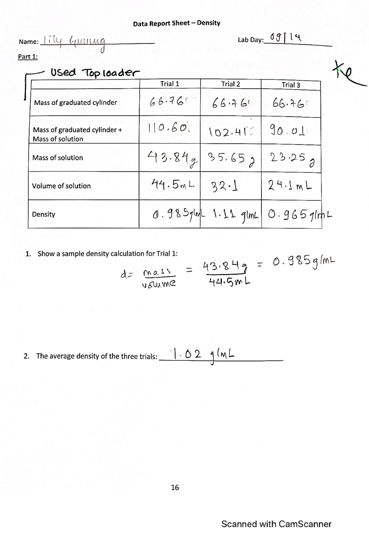 Lab 4 Density Lab - CHEM 111L - Studocu