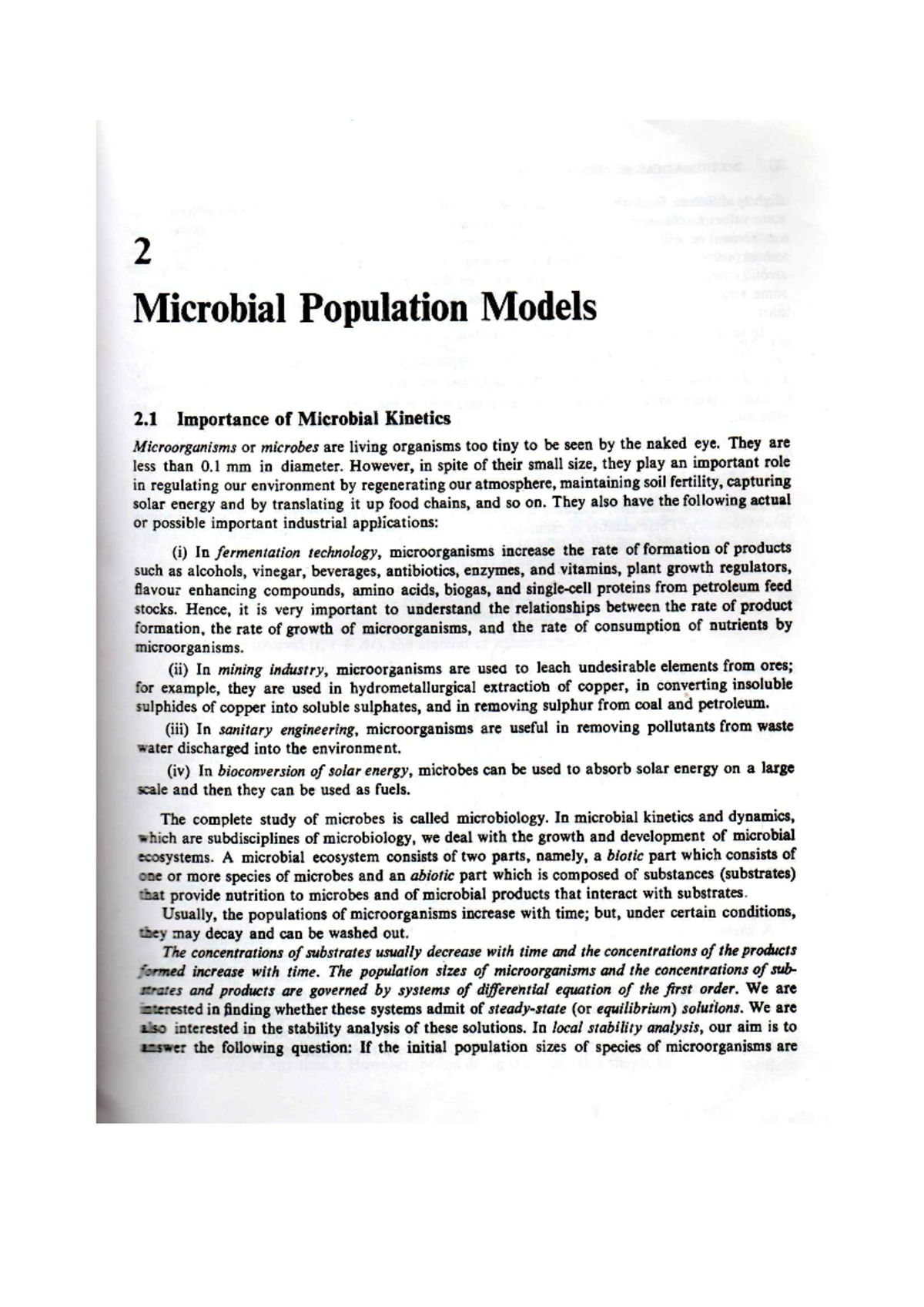 Microbial Population Models - Mathematics Honours - Studocu