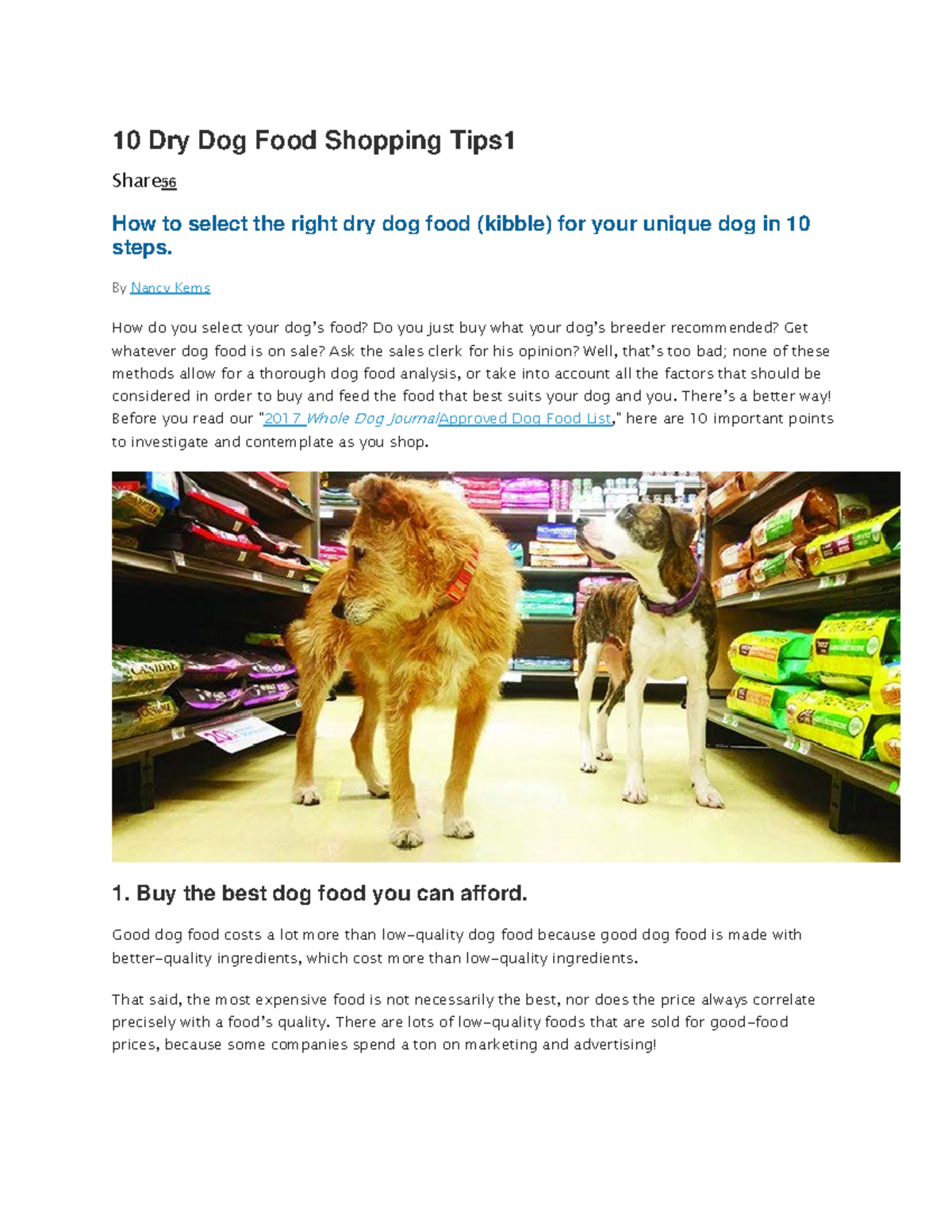 10 Dry Dog Food Shopping Tips By Nancy Kerns How do you select your
