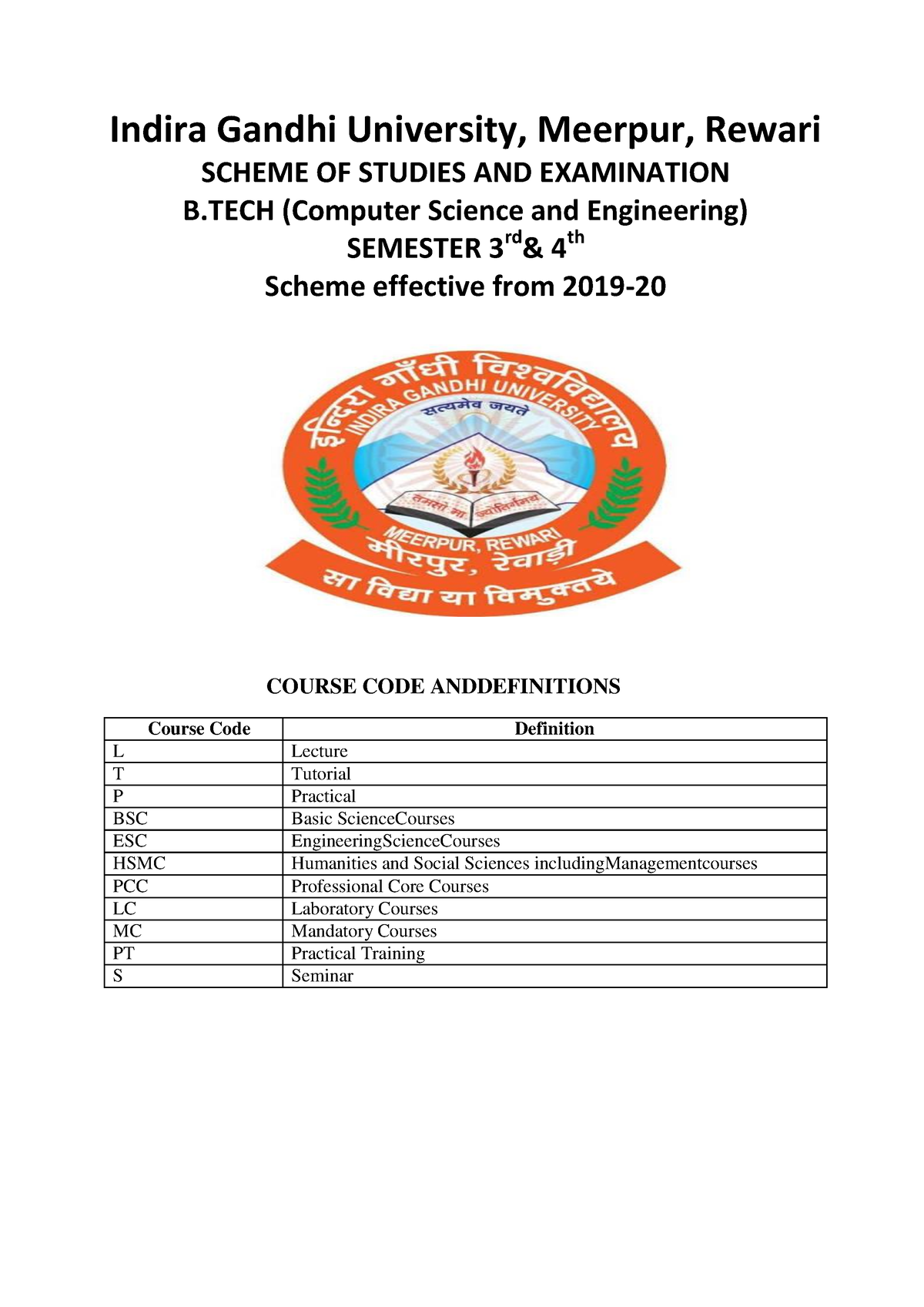 Btech 3rd-and-4th-sem- CSE - Btech Cse - Studocu