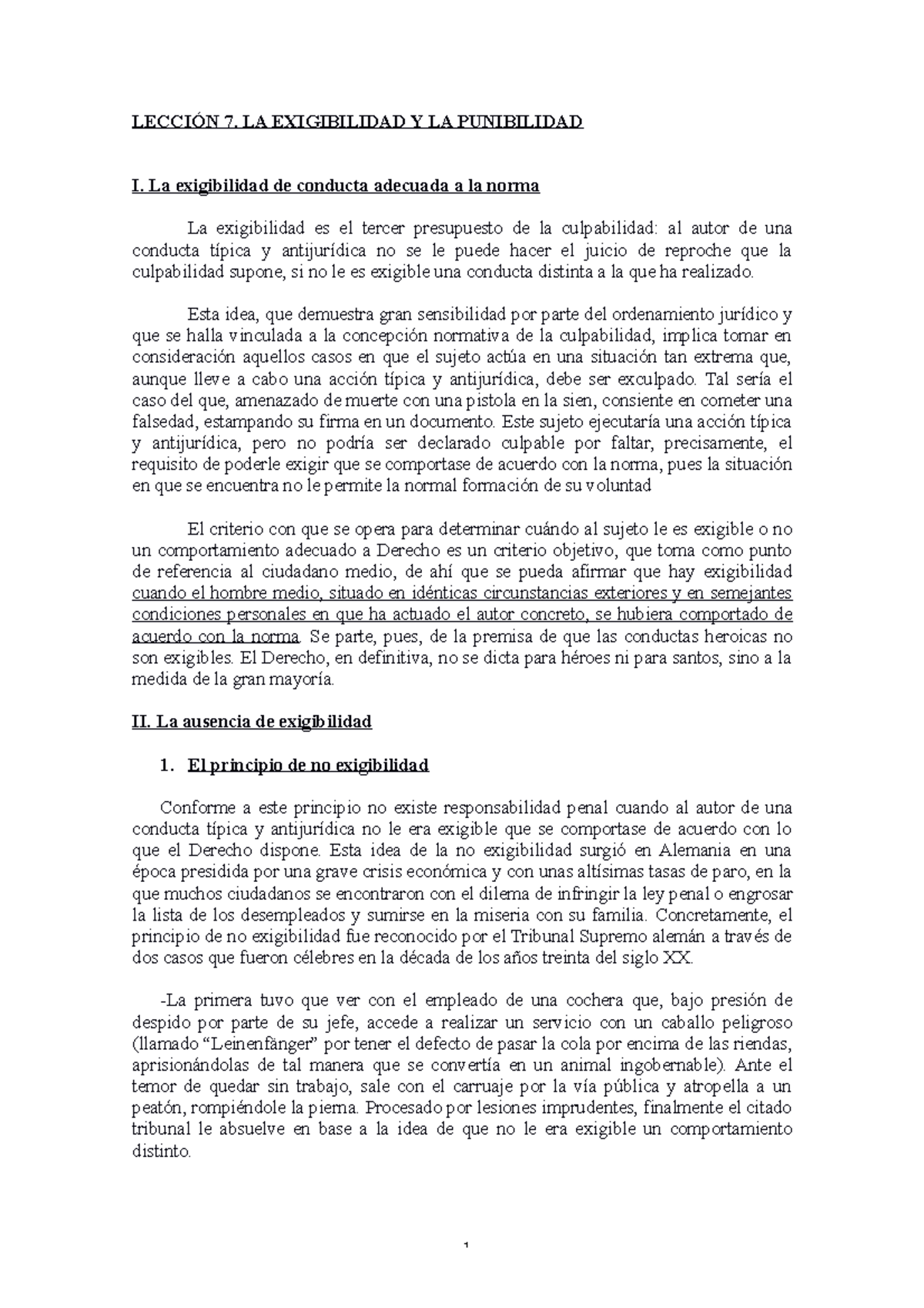 Culpabilidad Y Punibilidad - LECCIÓN 7. LA EXIGIBILIDAD Y LA ...