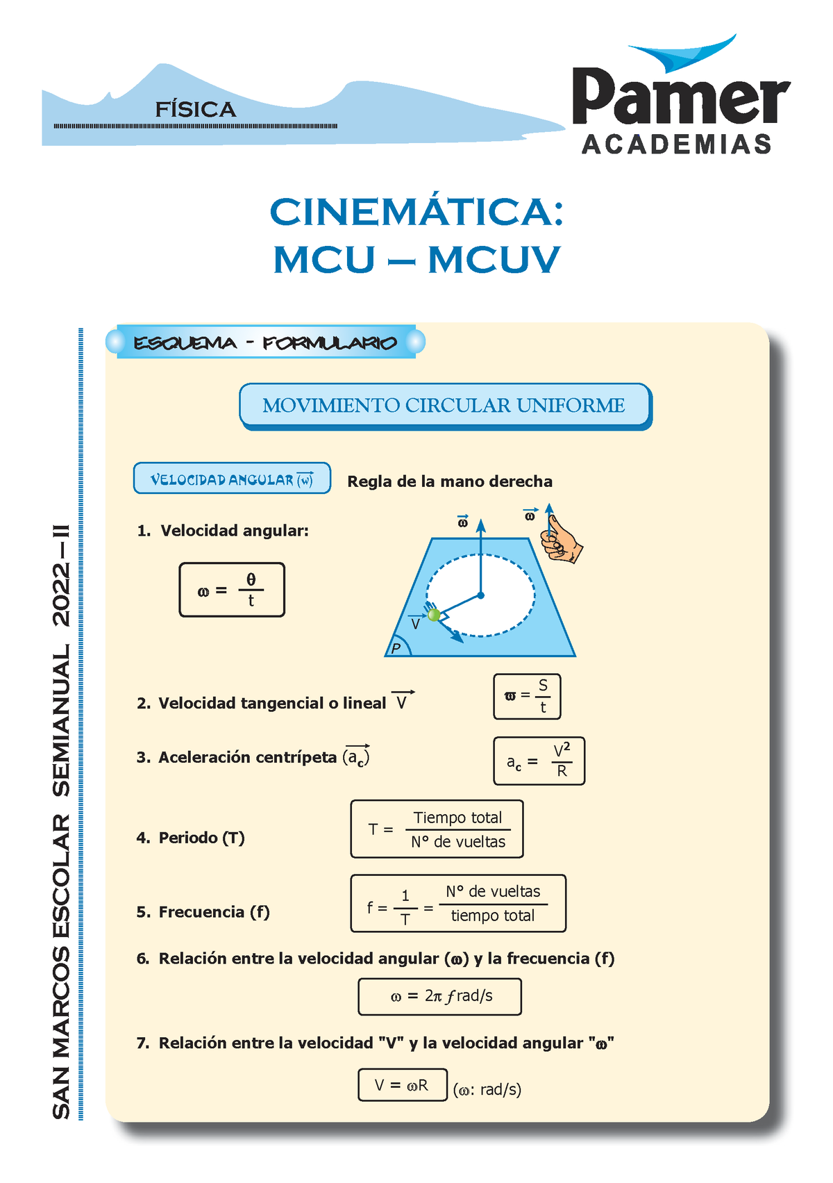 F Sem4 Cinemática - MCU MCUV - CINEMÁTICA: MCU – MCUV FÍSICA SAN MARCOS ...