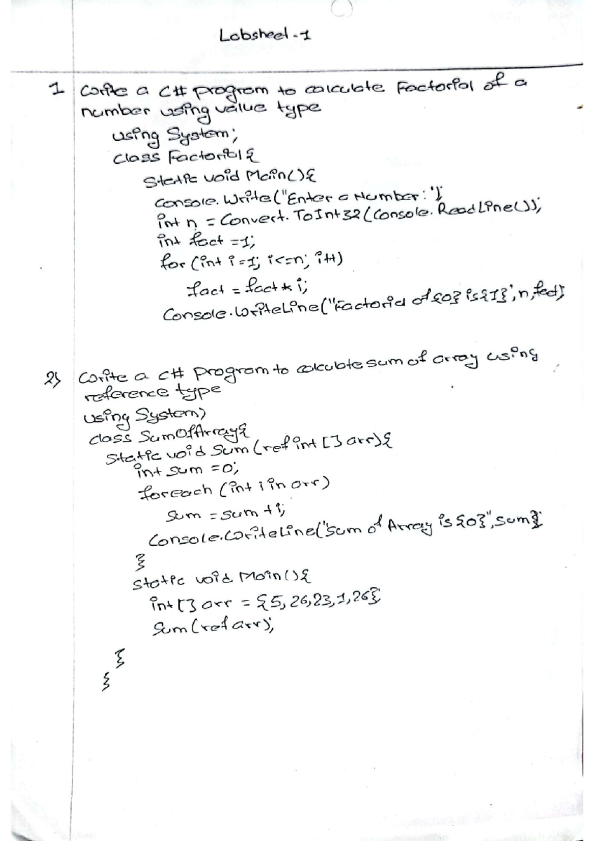 BCA Fifth Semester Dot Net Lab Report (handwritten) - Computer ...
