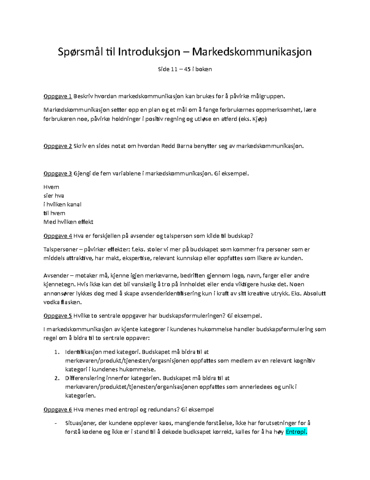 Spørsmål til Introduksjon - Spørsmål til Introduksjon ...
