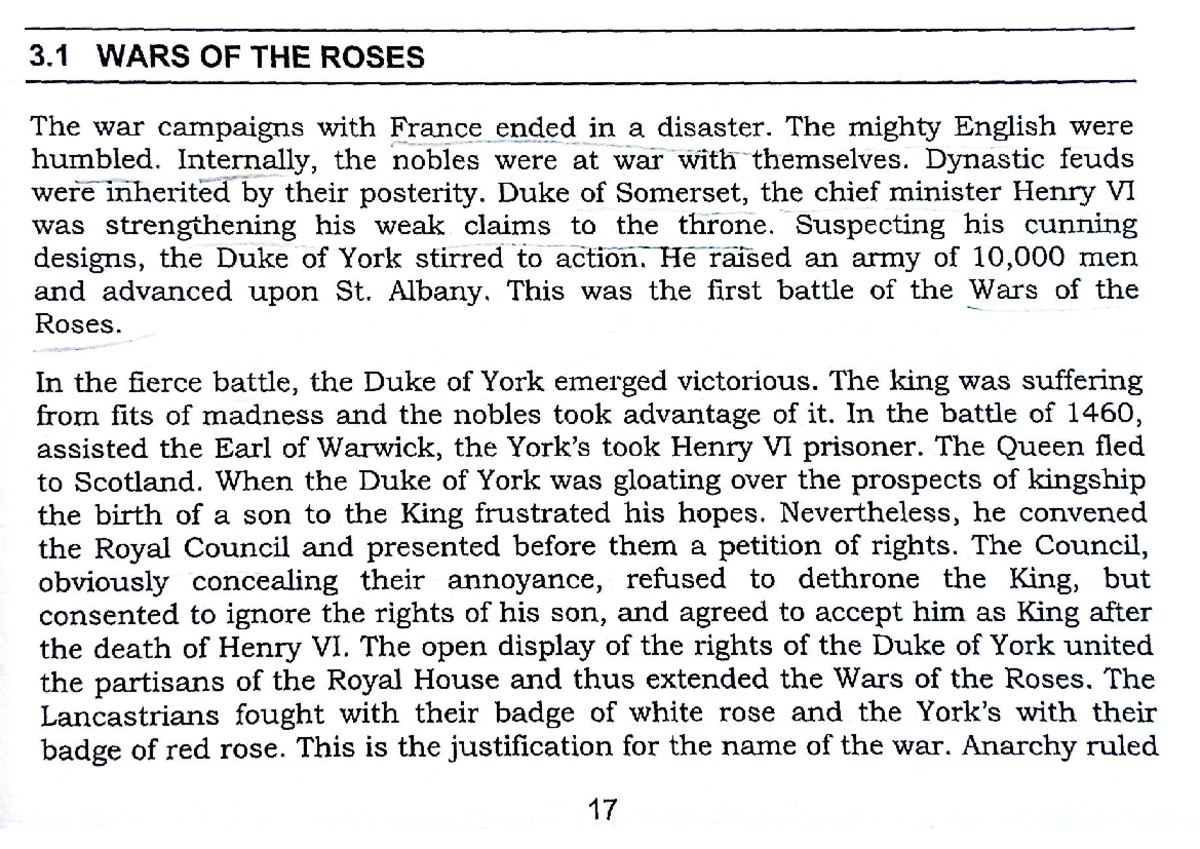 War of the roses History BA English Literature Studocu
