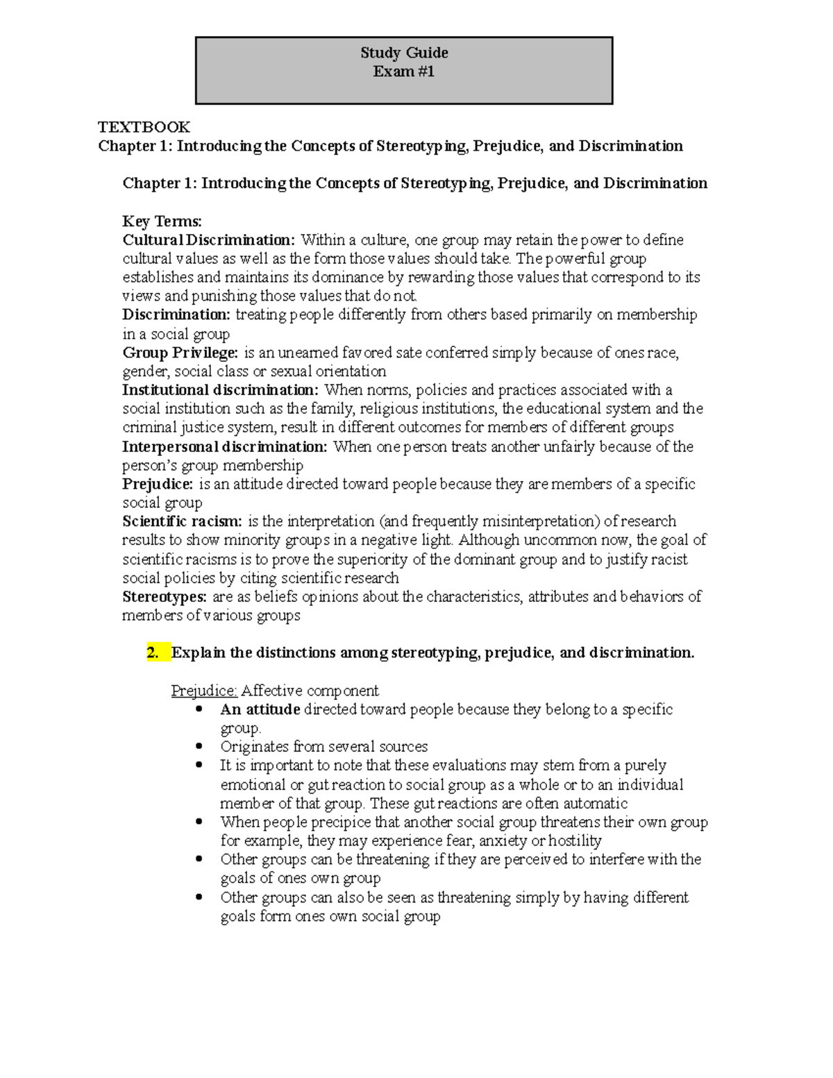 Exam1Review - exam 1 review - Study Guide Exam TEXTBOOK Chapter 1 ...