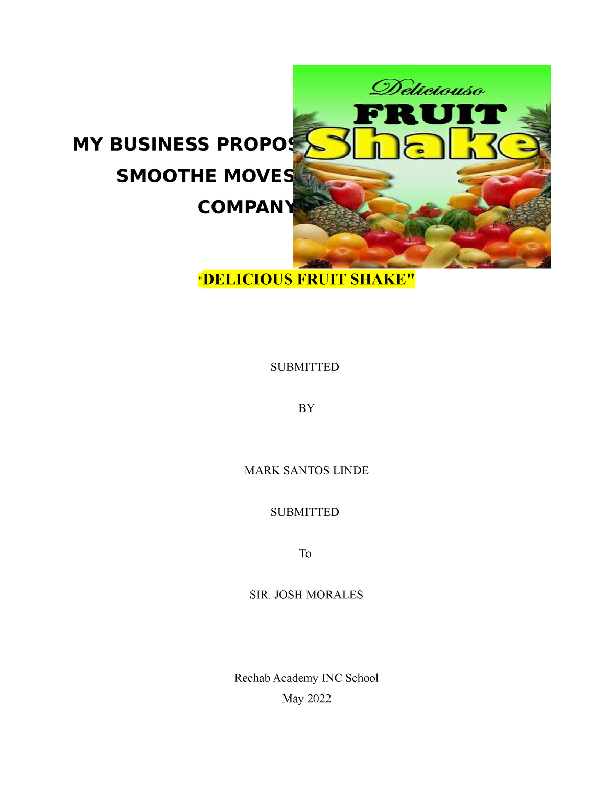 sample business plan about food