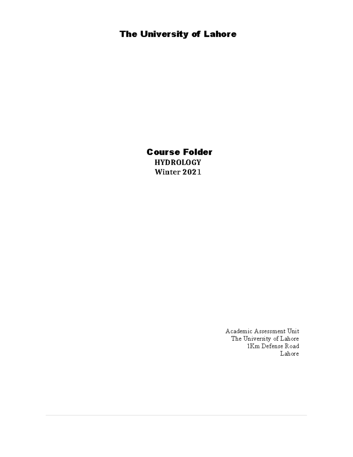 Course Folder of Hydrology(NTC)-converted - The University of Lahore ...