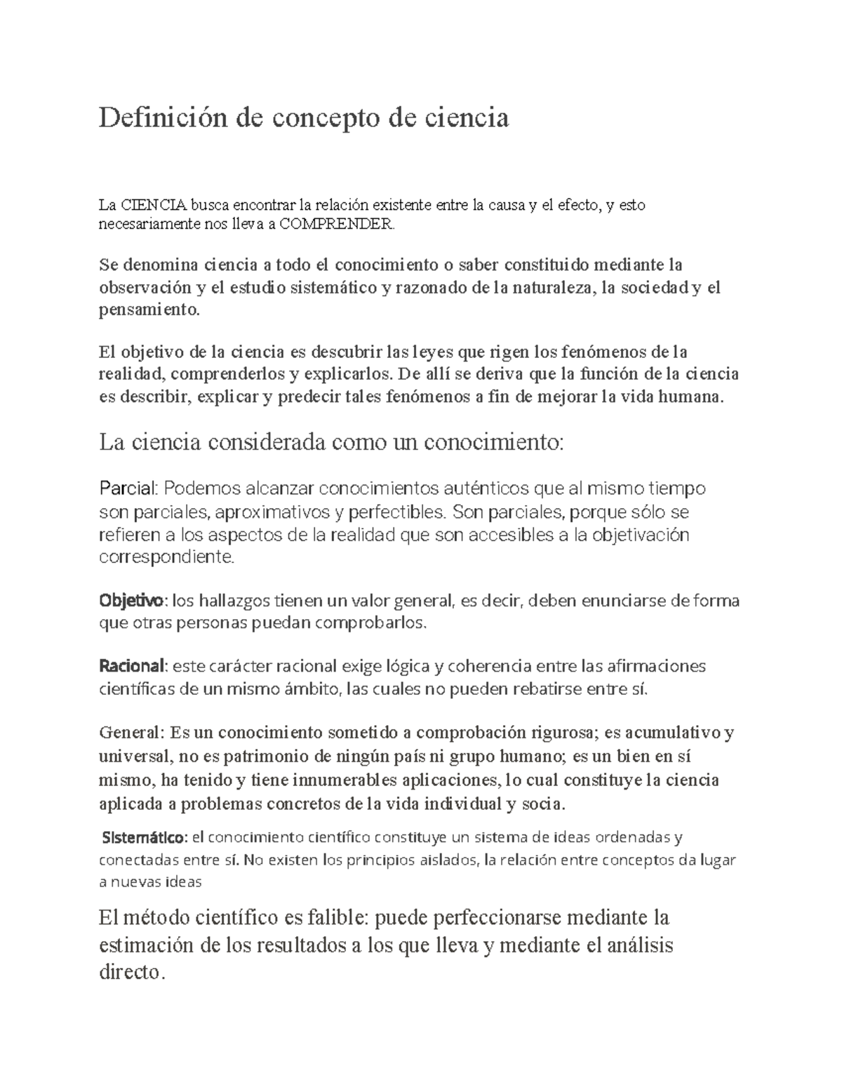 Filosofia - rtyr - Definición de concepto de ciencia La CIENCIA busca ...