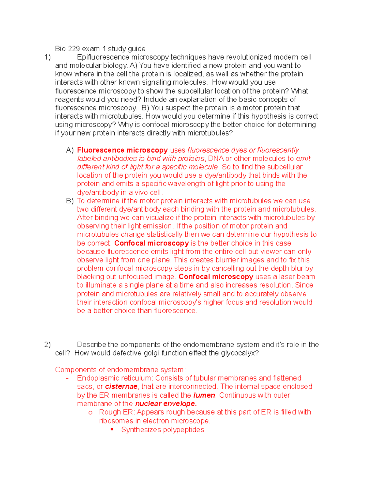 Bio 229 exam 1 guide - Bio 229 exam 1 study guide Epifluorescence ...