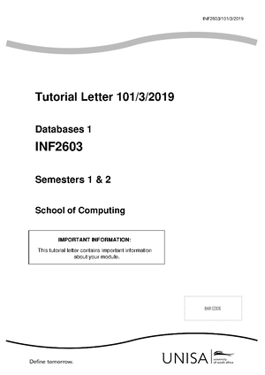 INF2603 Part 2 Notes - Summary of Part 2: Chapter 3- The Relational ...
