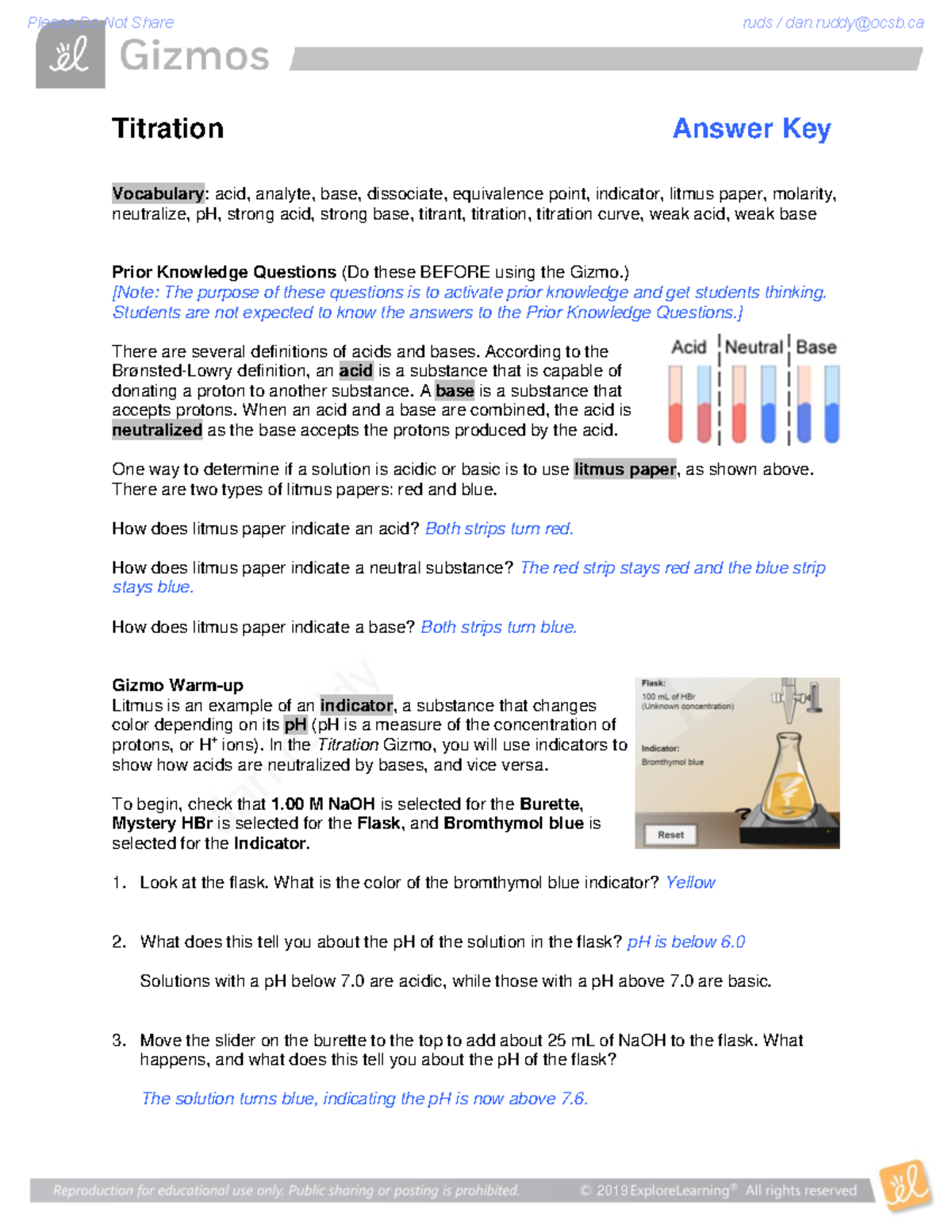 Titration SE Key Gizmo This is about tritation 2019 Titration