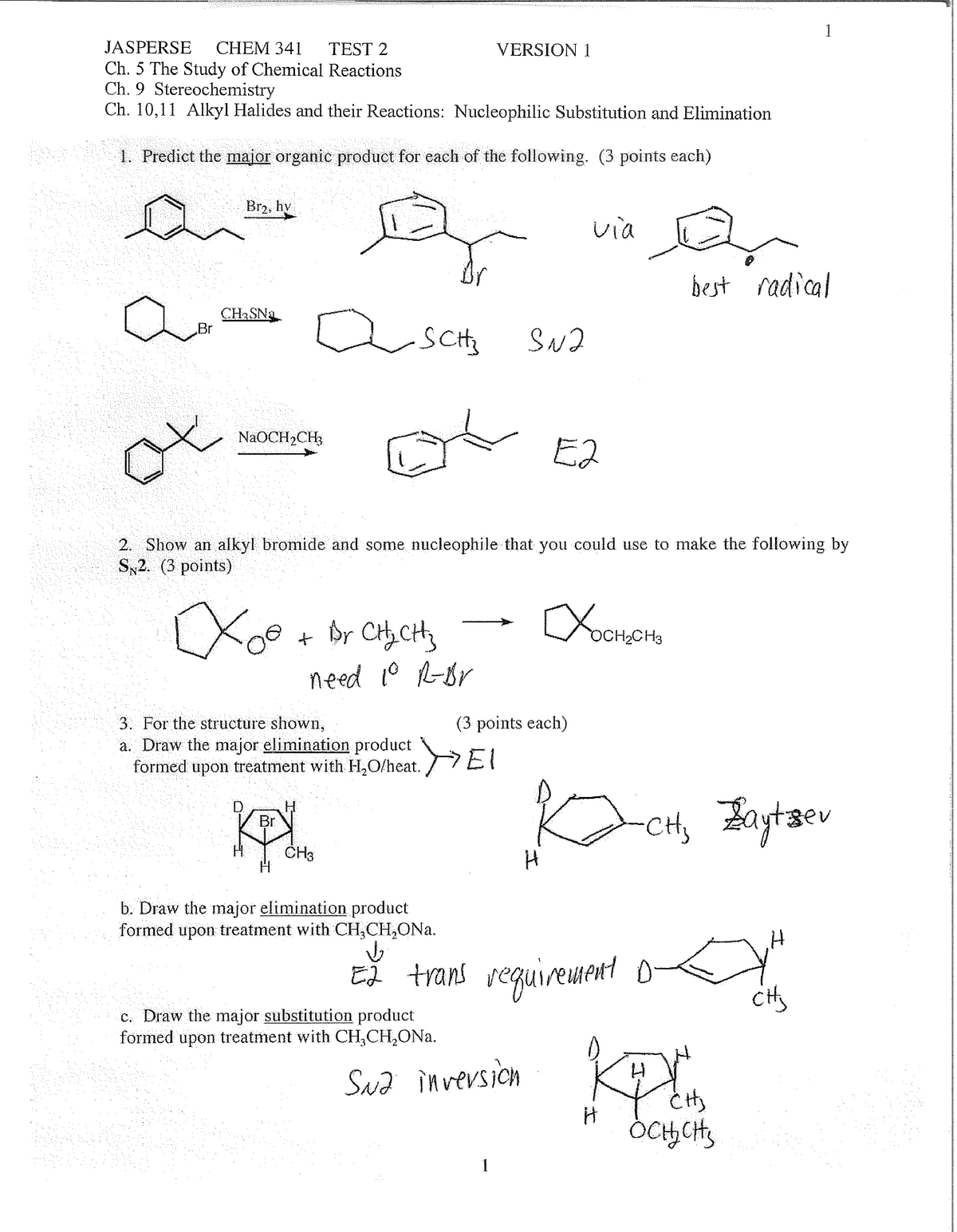 Sample/practice exam - organic chemistry 1 - Studocu