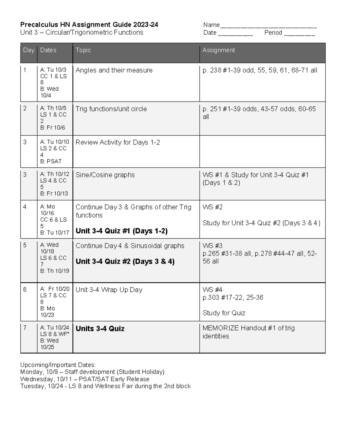 Homework+Unit+3 - Unit 3 notes packet precalc - Precalculus HN ...
