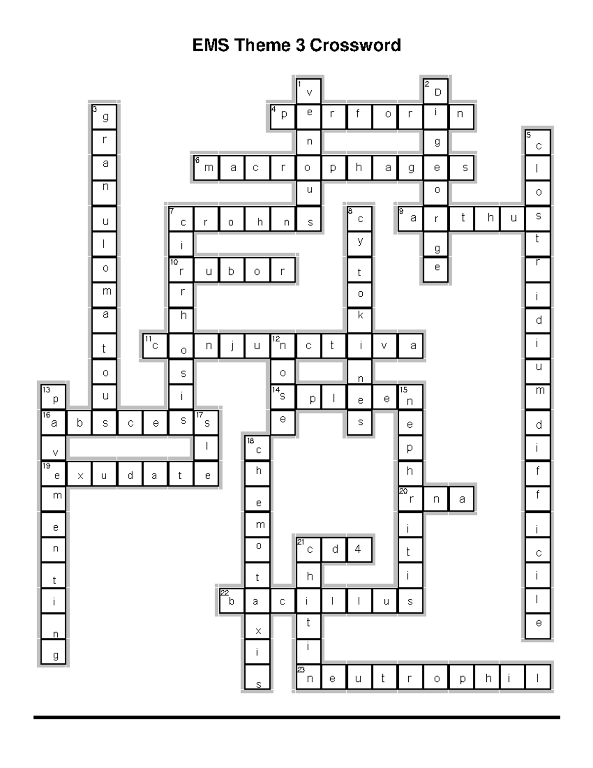 EMS Theme 3 blank crossword EMS Theme 3 Crossword 1 2 3 4 5 6 7 8 9