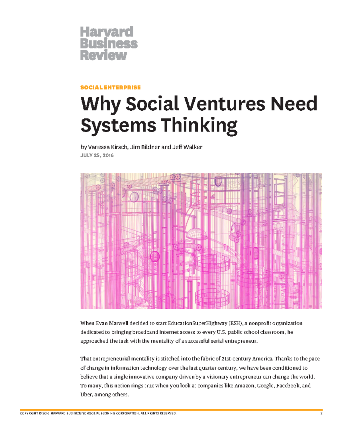 Week 2 Why Social Ventures Need Systems Thinking SOCIAL ENTERPRISE Why Social Ventures Need