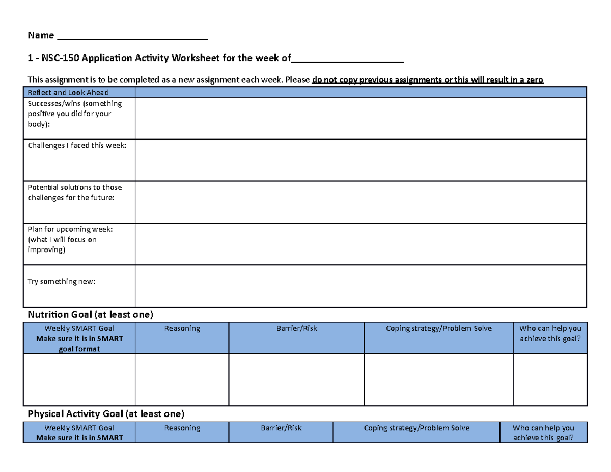 Application Activity Worksheets 1-6 2022 - Name ...