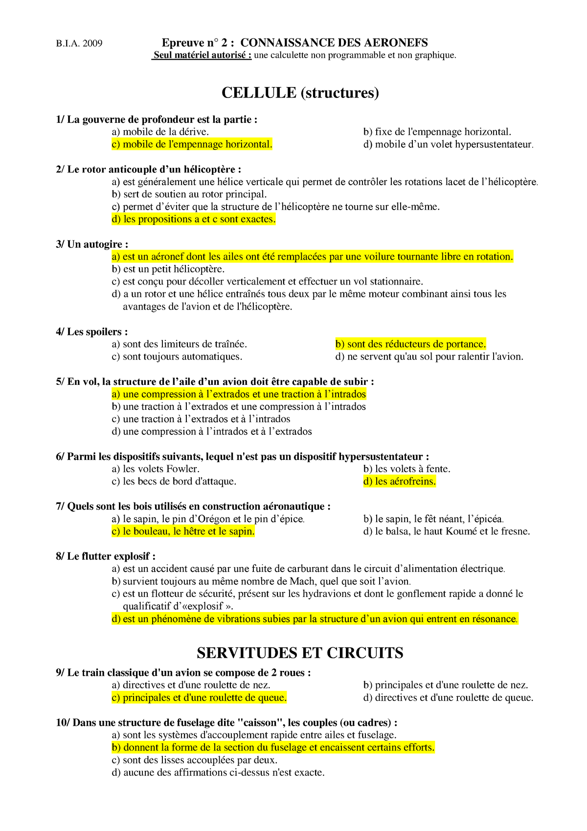 Bia2009 2CA - Cours - B.I. 2009 Epreuve N° 2 : CONNAISSANCE DES ...