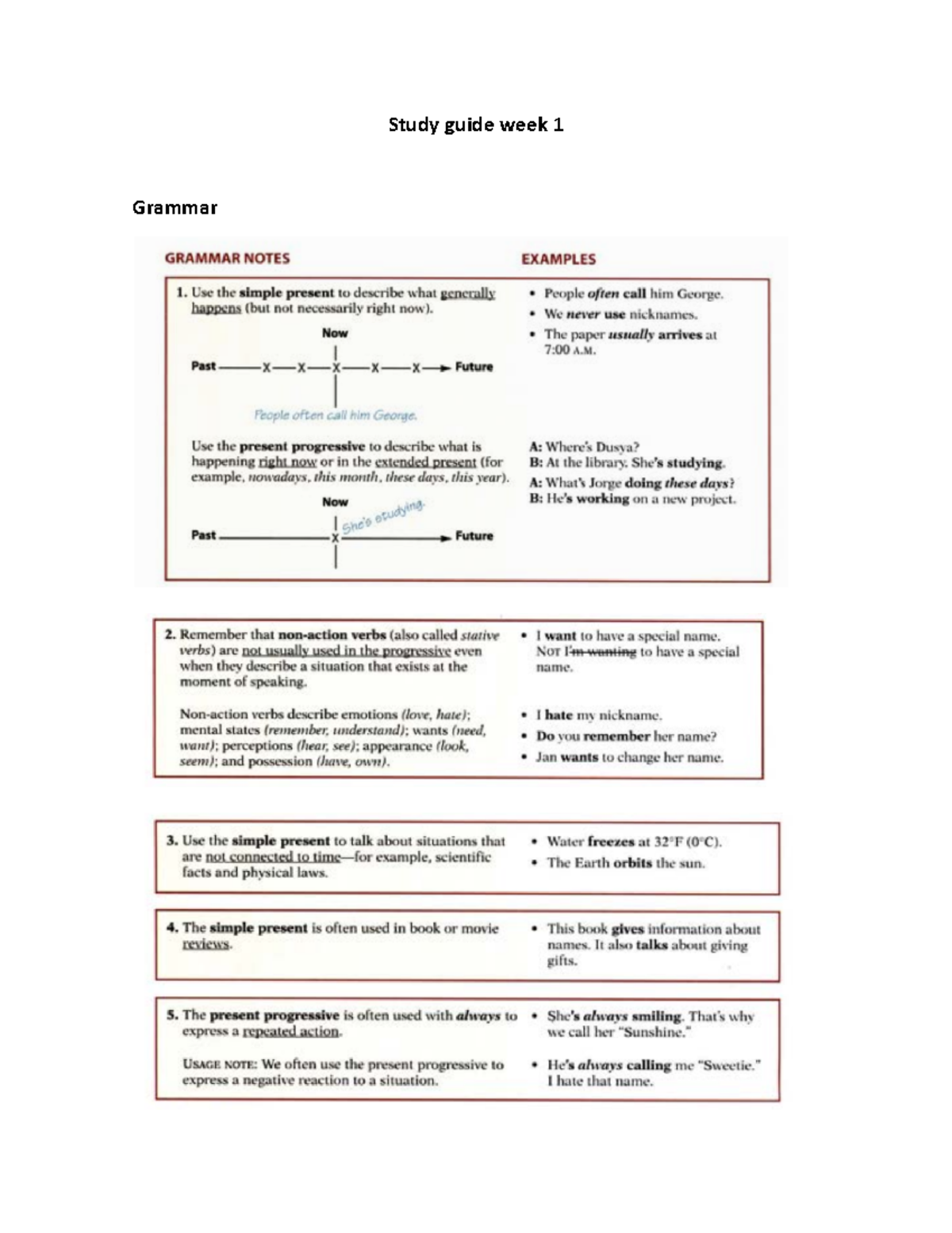 Ingles - Simple - Study guide week 1 Grammar Exercise 1 Complete the ...