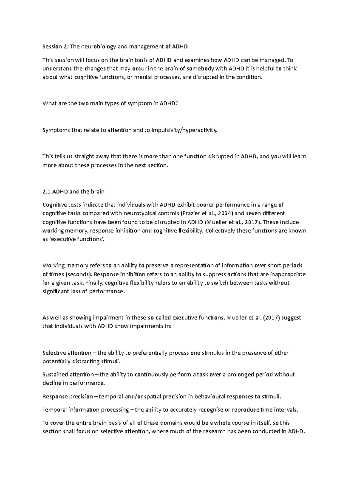 Adhd and the brain - in depth notes of the subtopics revolving the ...