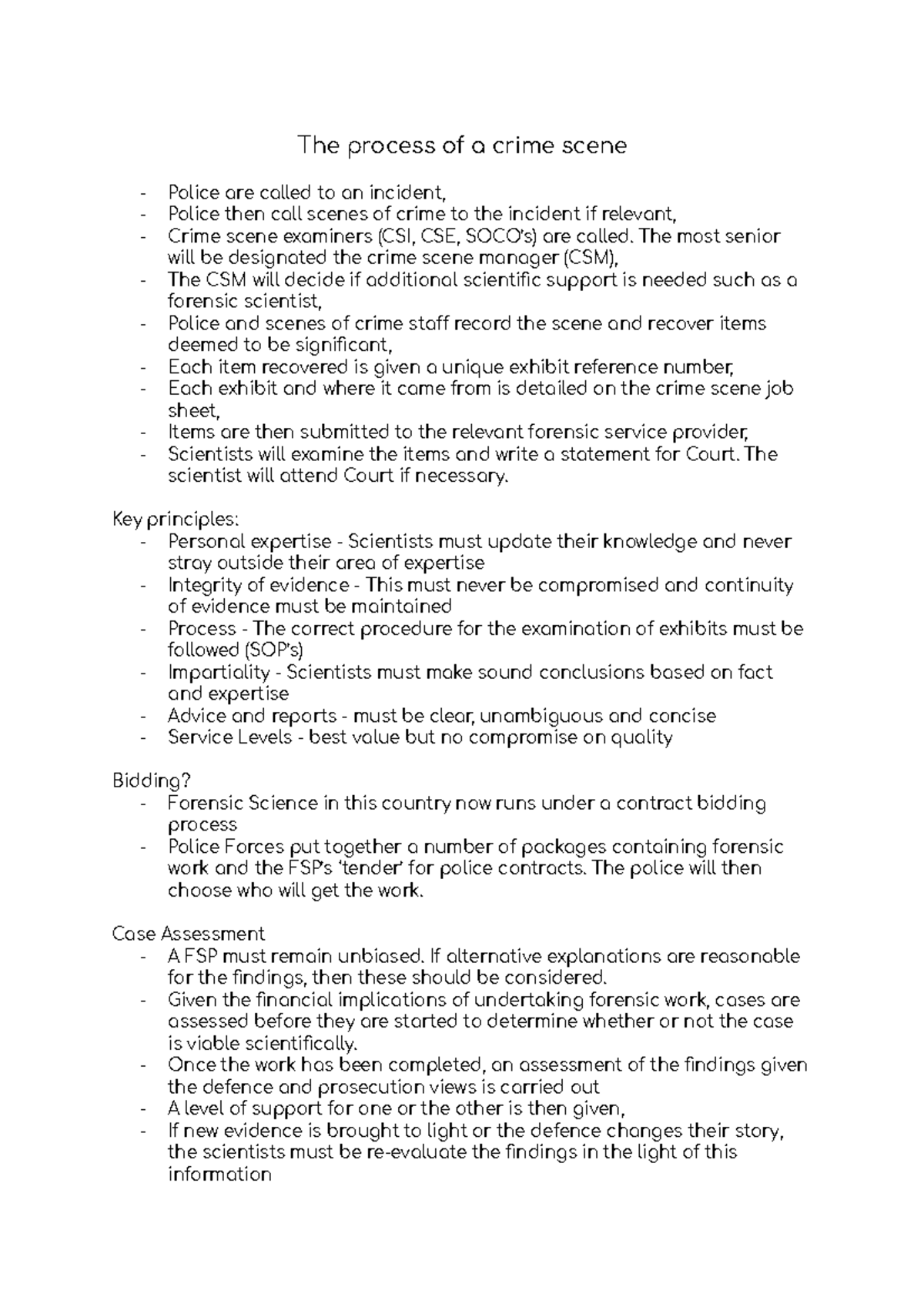 Forensic Investigation- process of a crime scene and the personnel ...