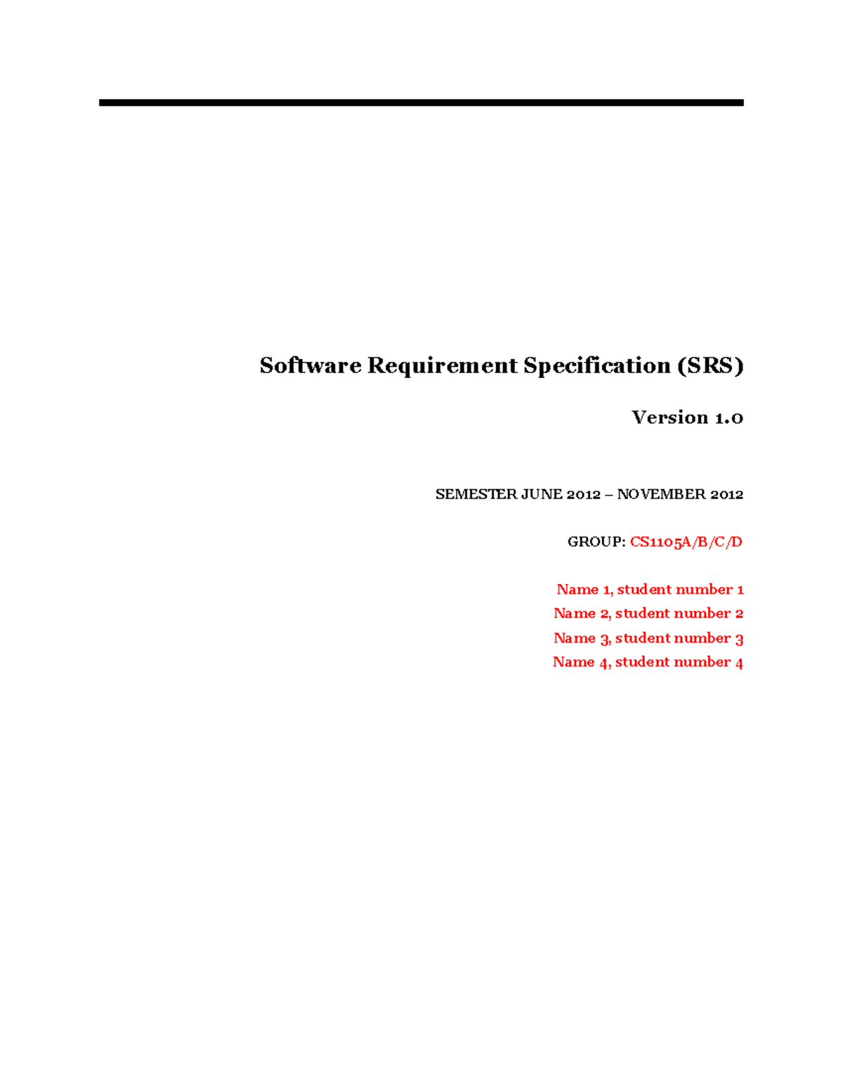 ITS332 SRS Template - Software Requirement Specification (SRS) Version ...