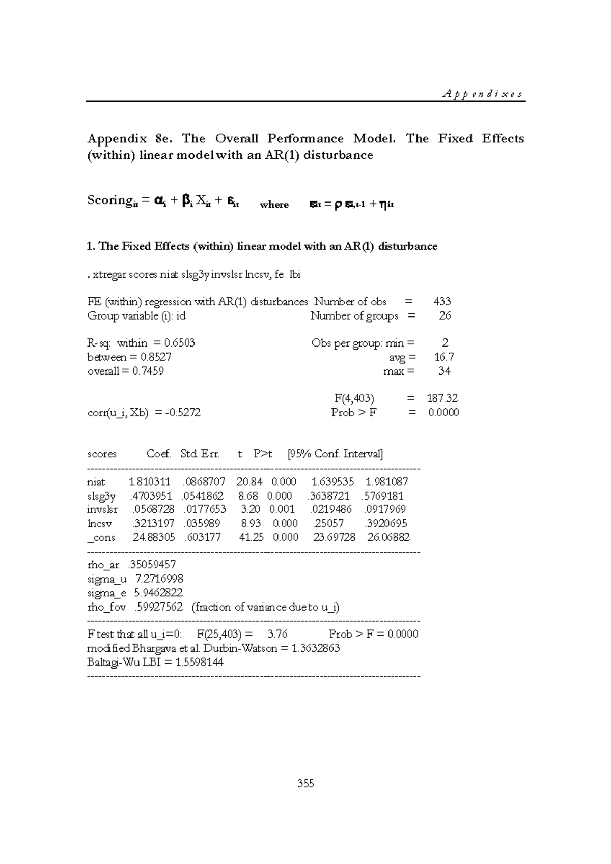 THE Determinants OF Company 17 - 355 A p p e n d i x e s Appendix 8e ...