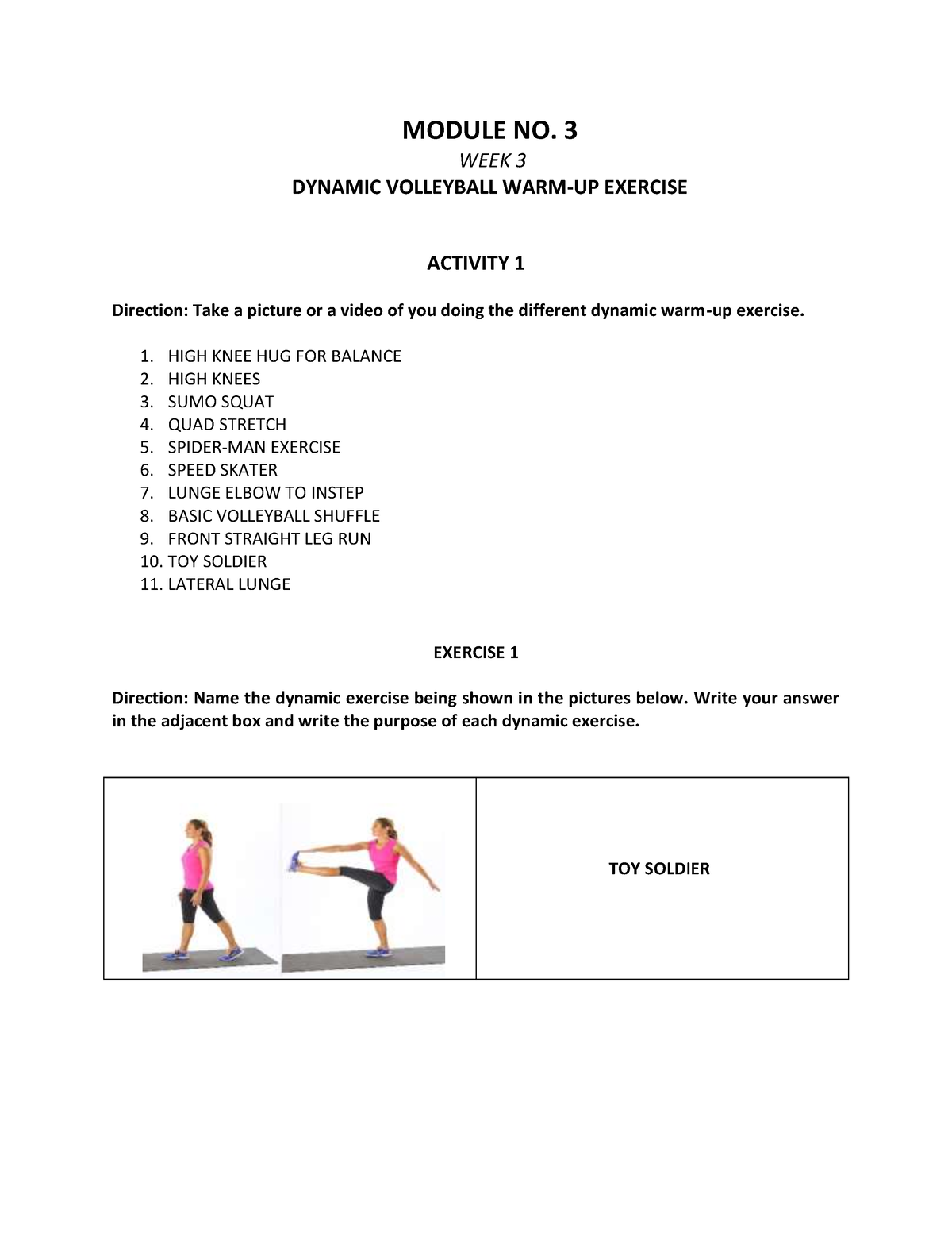 Dynamic Volleyball WARM-UP Exercise - MODULE NO. 3 WEEK 3 DYNAMIC ...