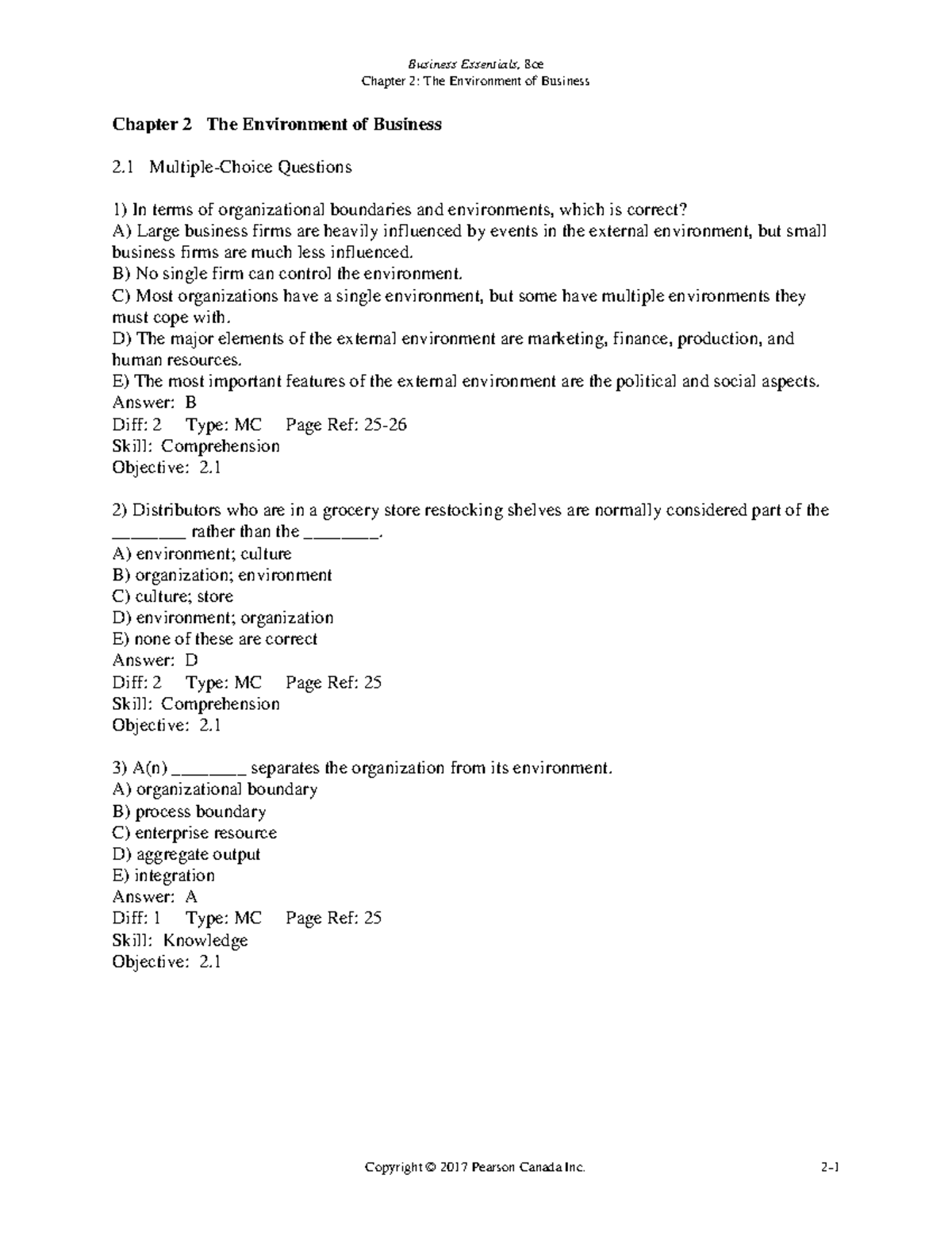 Chap 2 ENVIRONMENT OF BUISNESSS Question Bank - Chapter 2: The ...