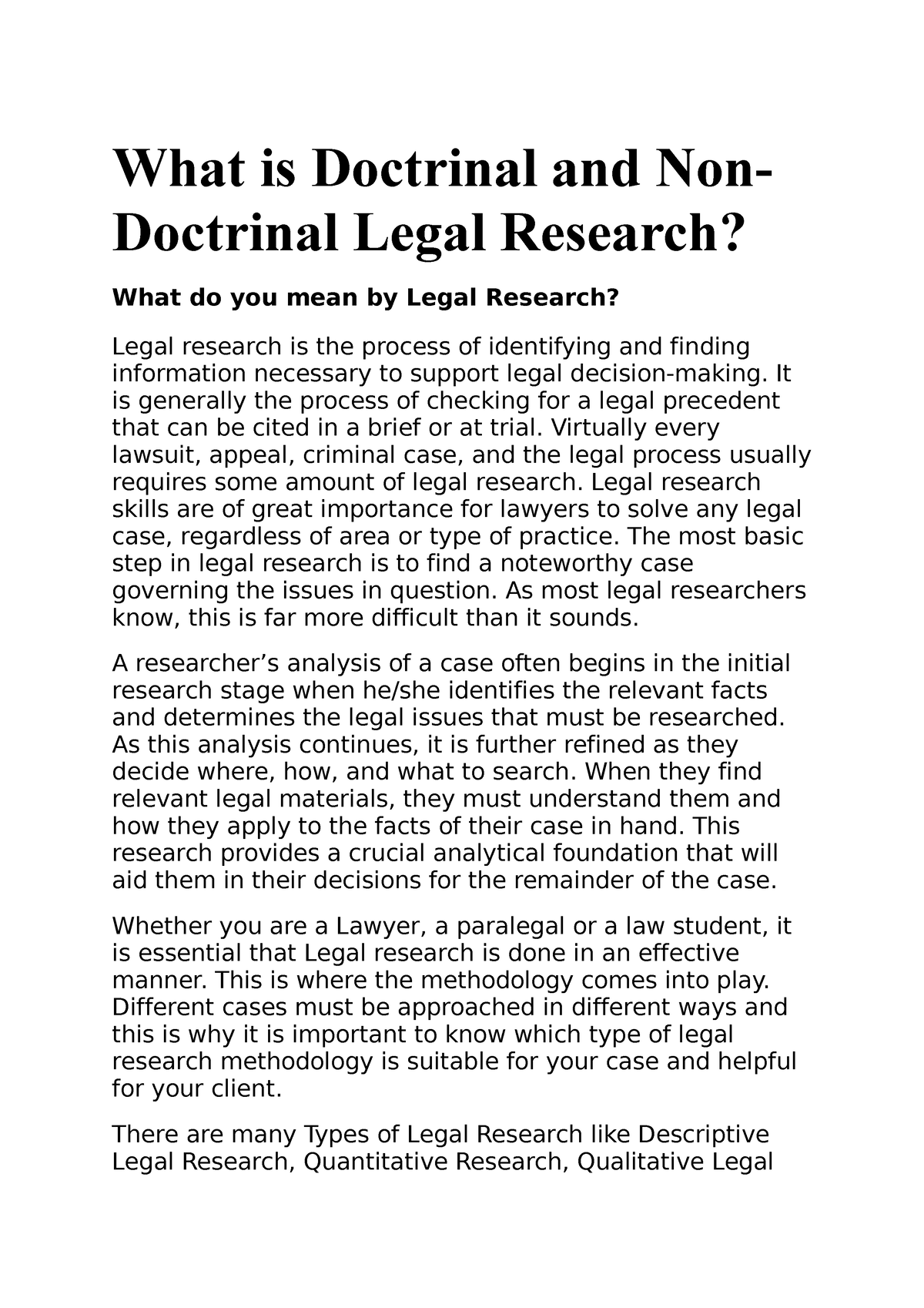 non doctrinal research topics in law in india