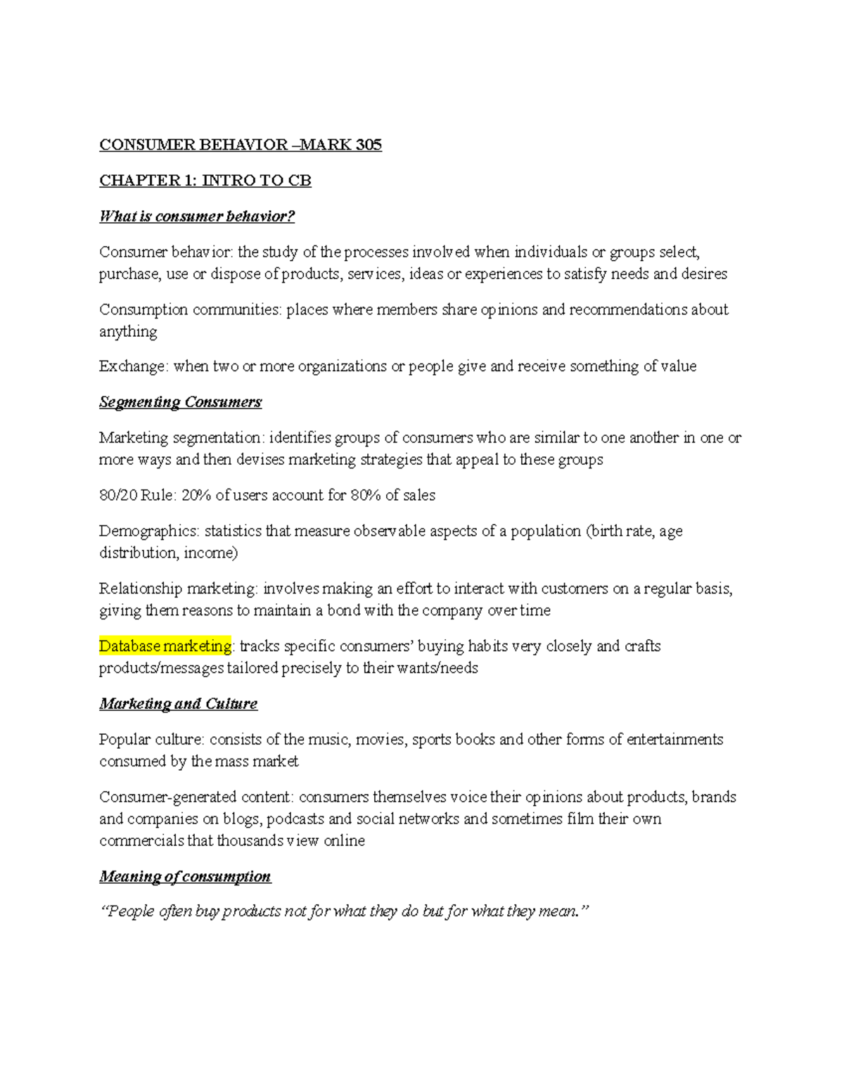 Consumer Behavior Notes Midterm and Final copy - CONSUMER BEHAVIOR ...