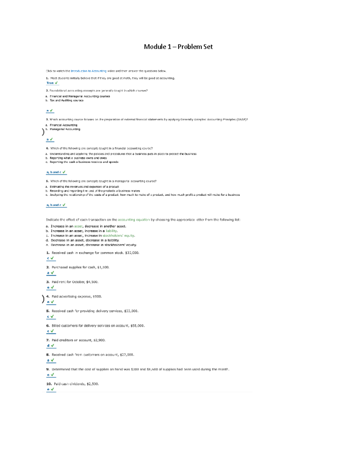 ACC-201 - Module 1 - Problem Set - ACC 201 - Module 1 – Problem Set ...