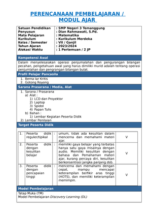 2 RPP Sistem Koordinat - RPP - RENCANA PELAKSANAAN PEMBELAJARAN (RPP ...