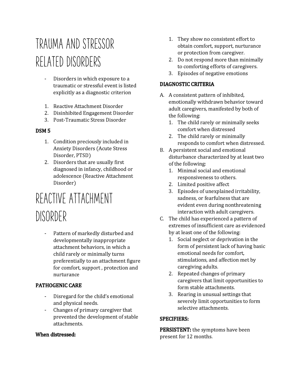 case study for trauma and stressor related disorders lena