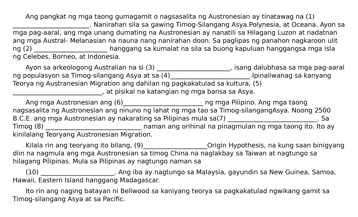 WORKSHEET IN TLE - Ang pangkat ng mga taong gumagamit o nagsasalita ng ...