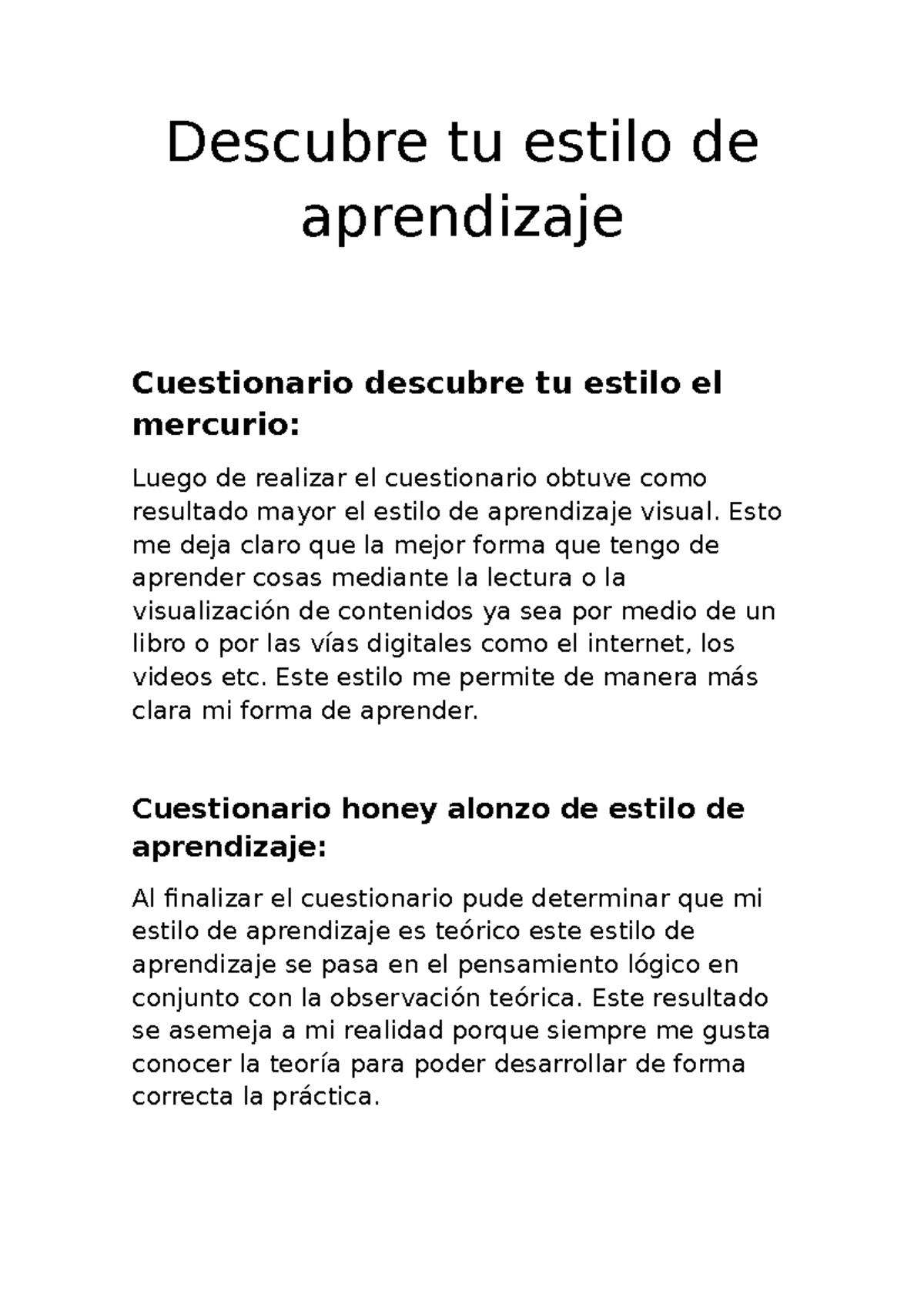 Estilo De Aprendizaje Unicaribe Descubre Tu Estilo De Aprendizaje Cuestionario Descubre Tu