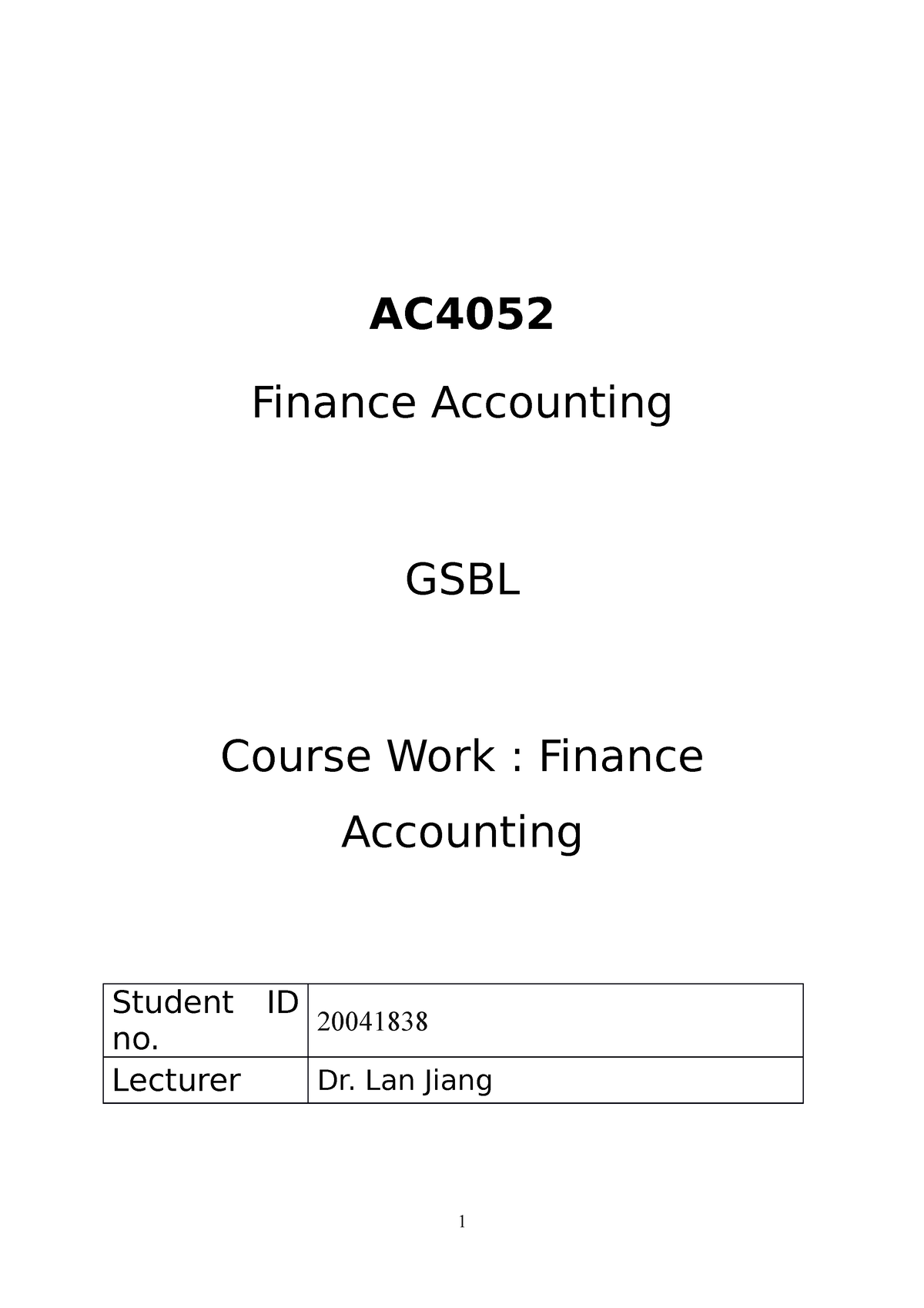 accounting course work