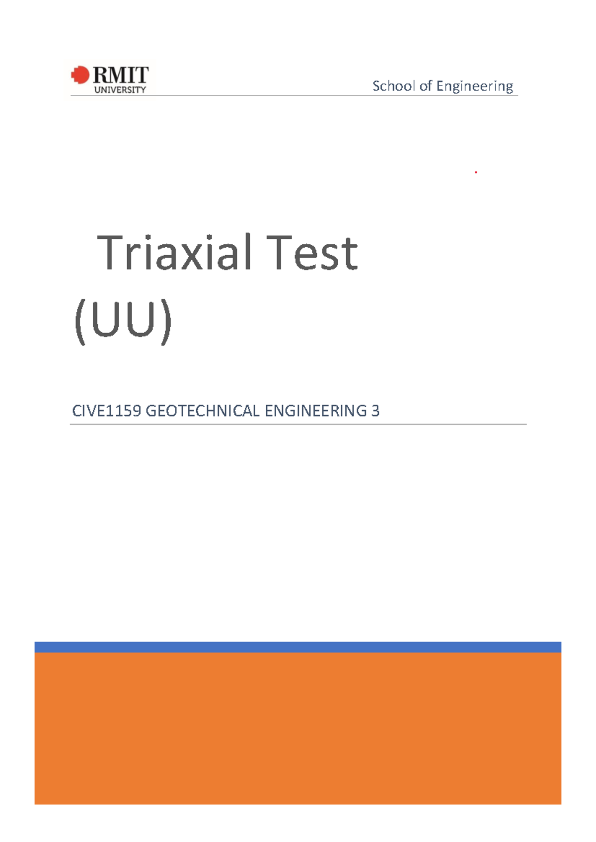 Sample lab report - Triaxial Test (UU) CIVE1159 GEOTECHNICAL ...